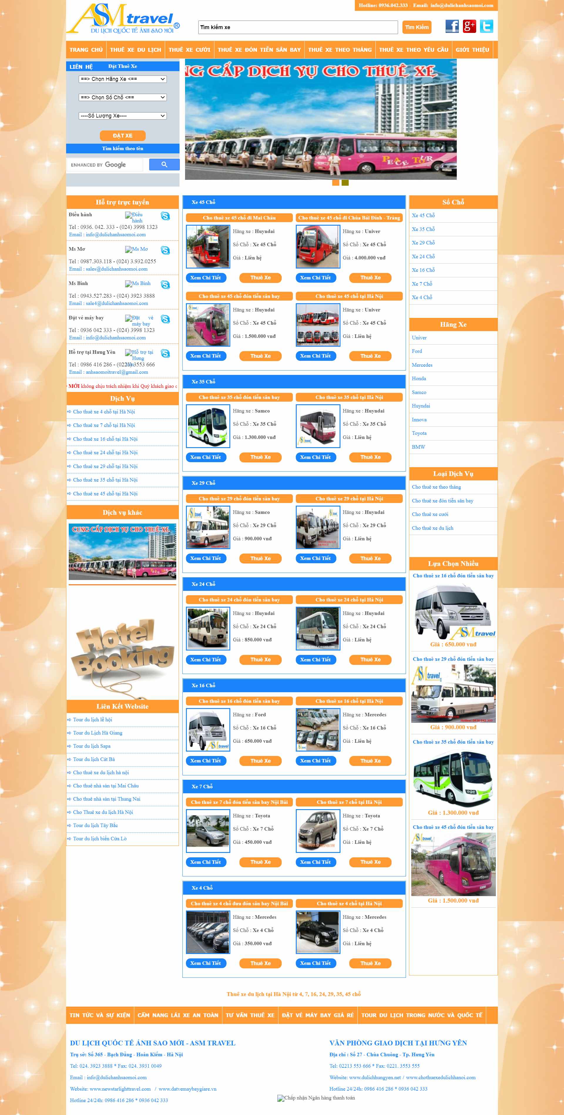 Thiết kế Web cho thuê xe thuexedulichhanoi.com.vn