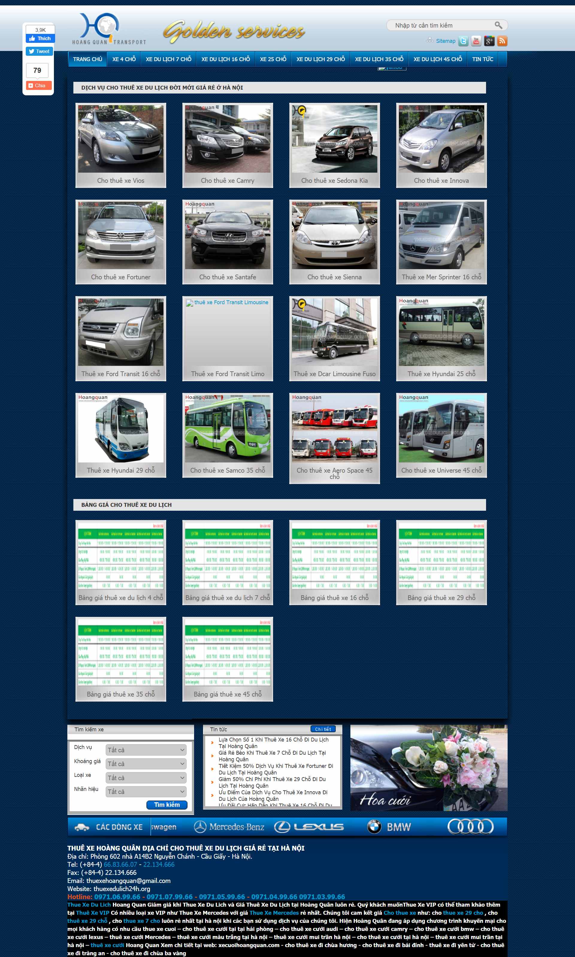 Thiết kế Web cho thuê xe thuexedulich24h.org