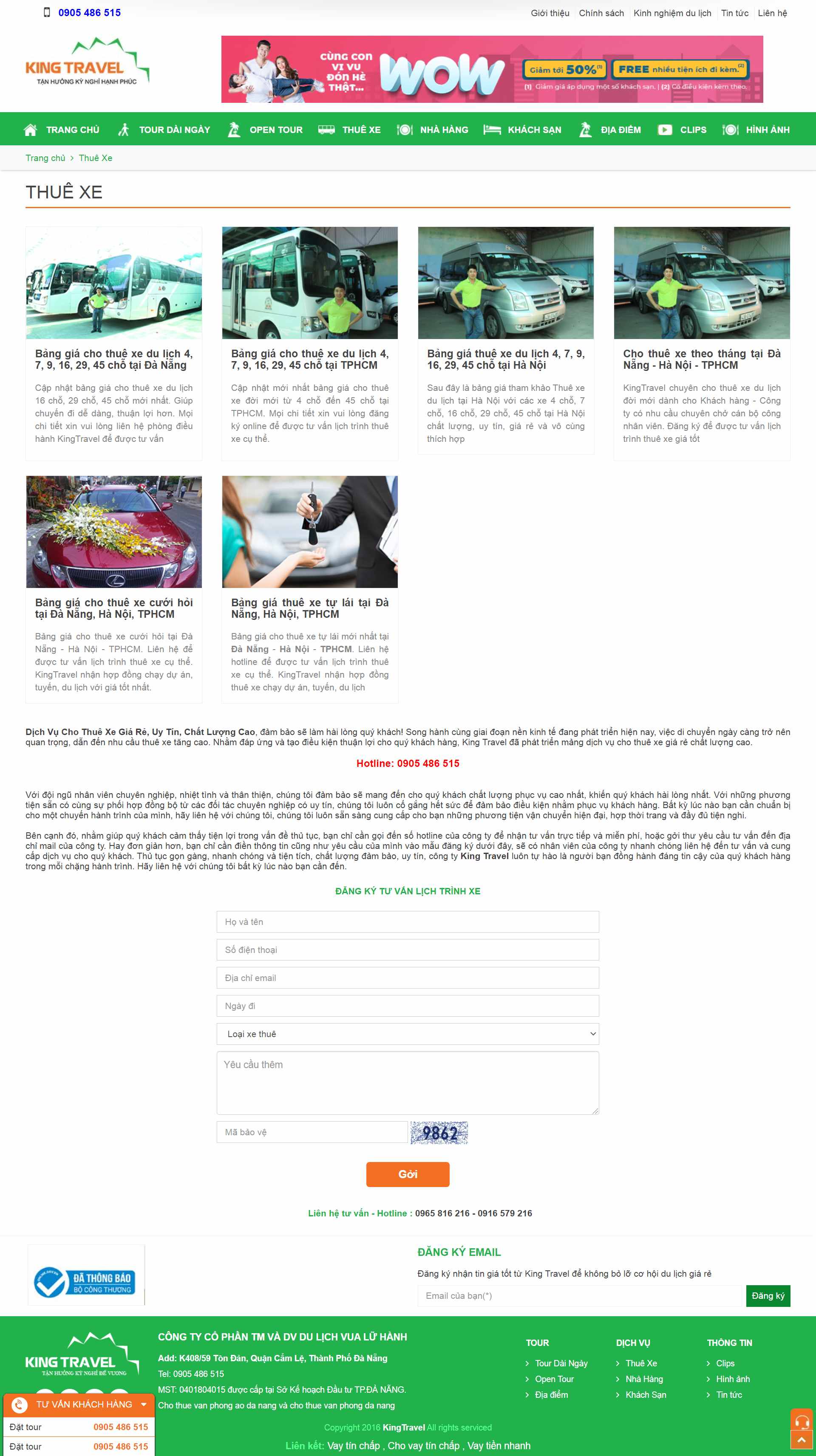 Thiết kế Web cho thuê xe kingtravel.tv