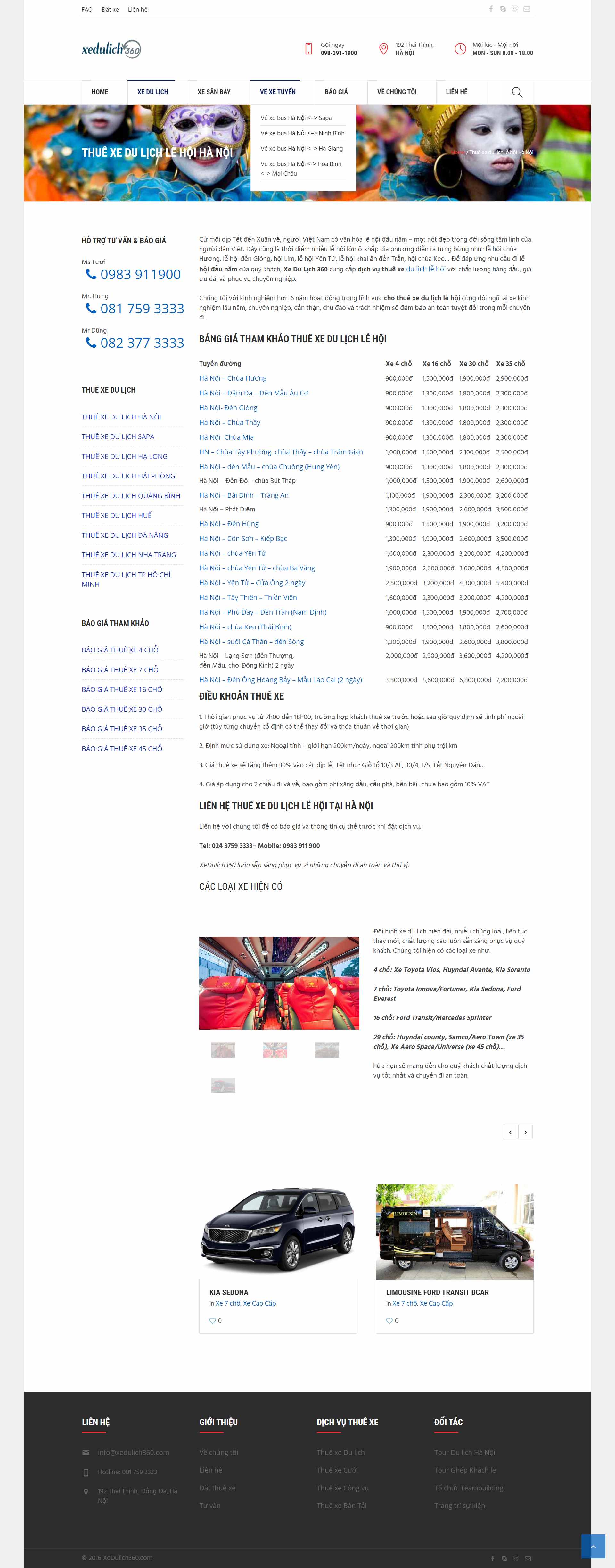 Thiết kế Web cho thuê xe xedulich360.com