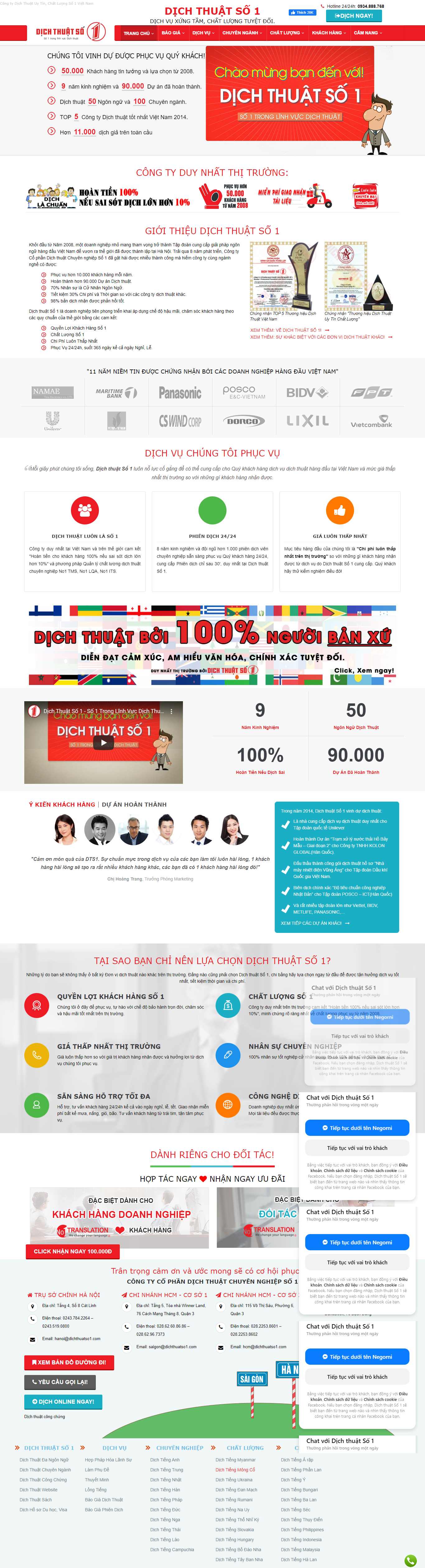 Thiết kế Web dịch thuật dichthuatso1.com