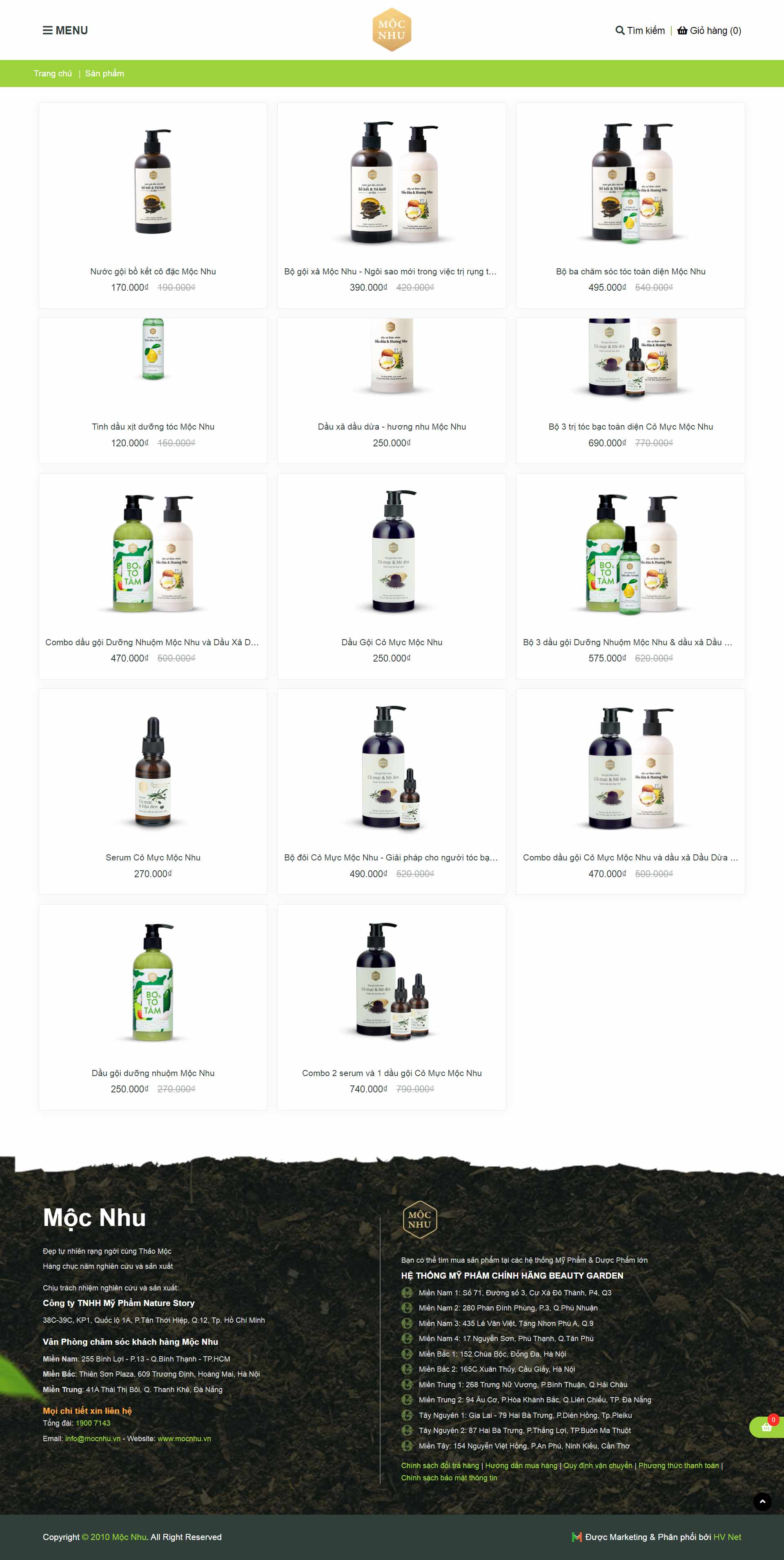 Thiết kế Web dầu gội thảo dược mocnhu.vn