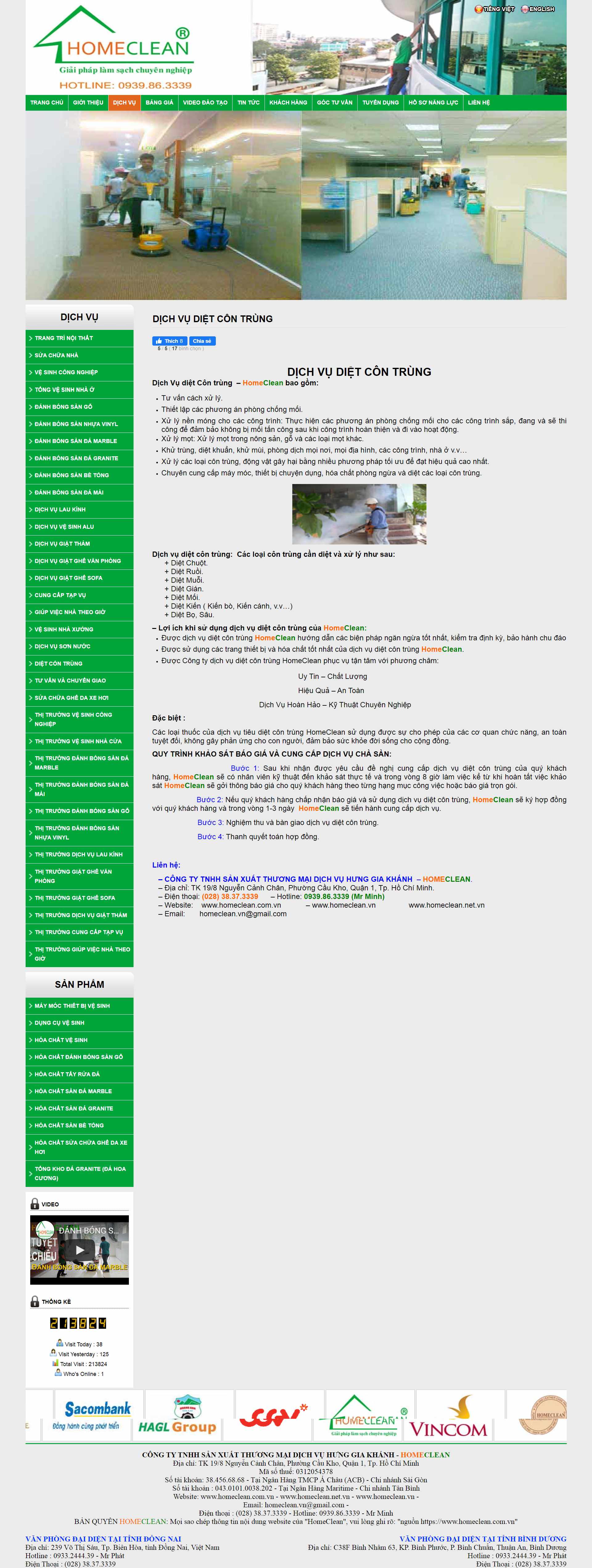 Thiết kế Web diệt côn trùng homeclean.com.vn