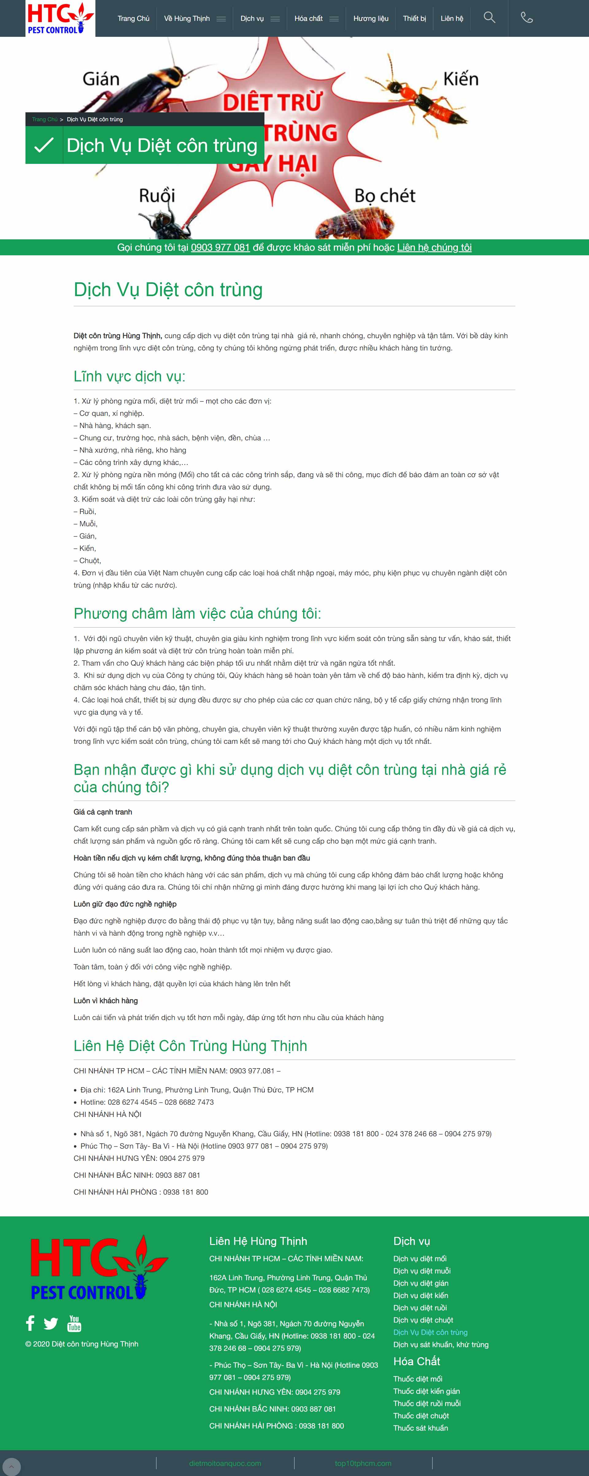 Thiết kế Web diệt côn trùng dietcontrunghungthinh.com