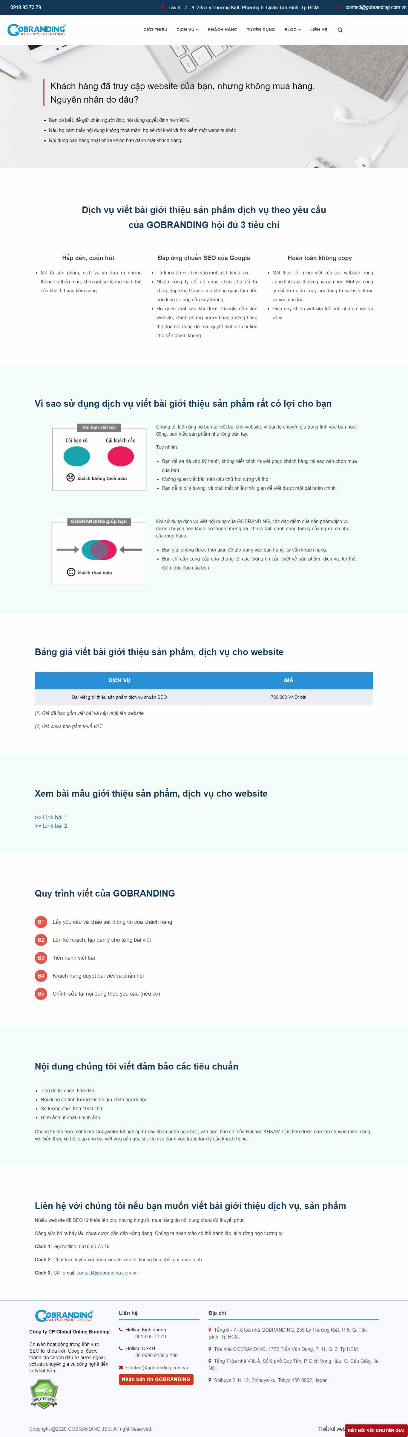 Thiết kế Web giới thiệu dịch vụ gobranding.com.vn