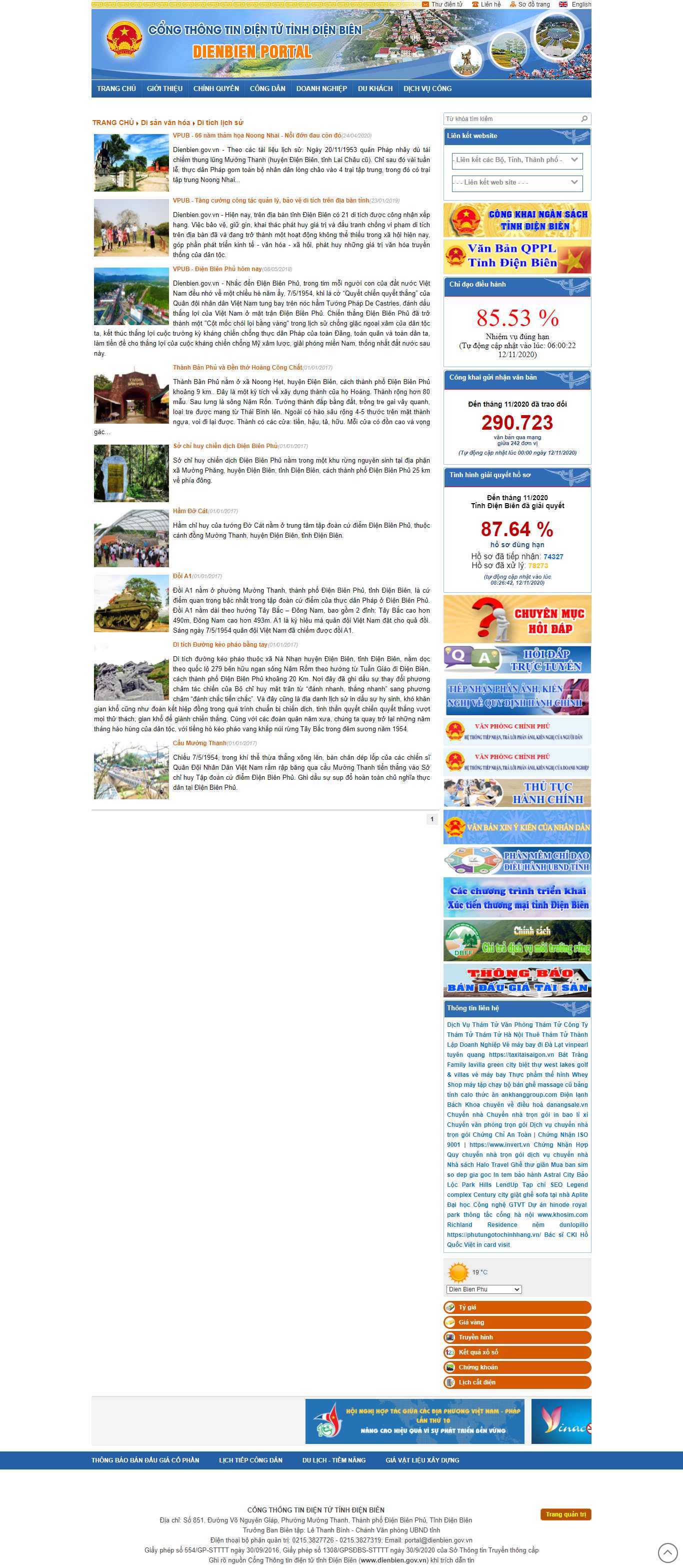 Thiết kế Web di tích lịch sử dienbien.gov.vn