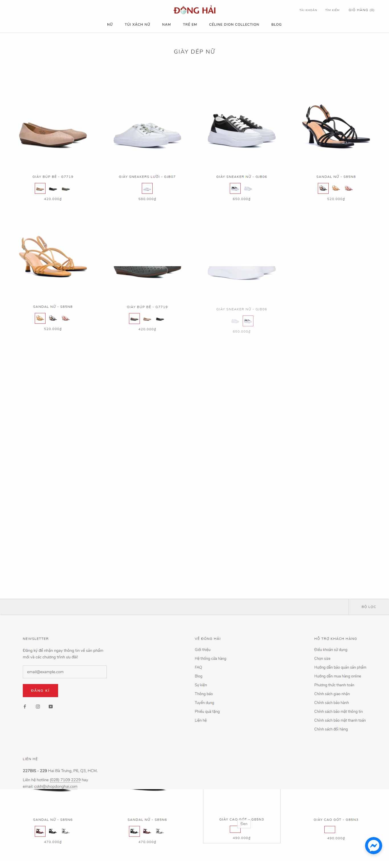 Thiết kế Web giày dép shopdonghai.com