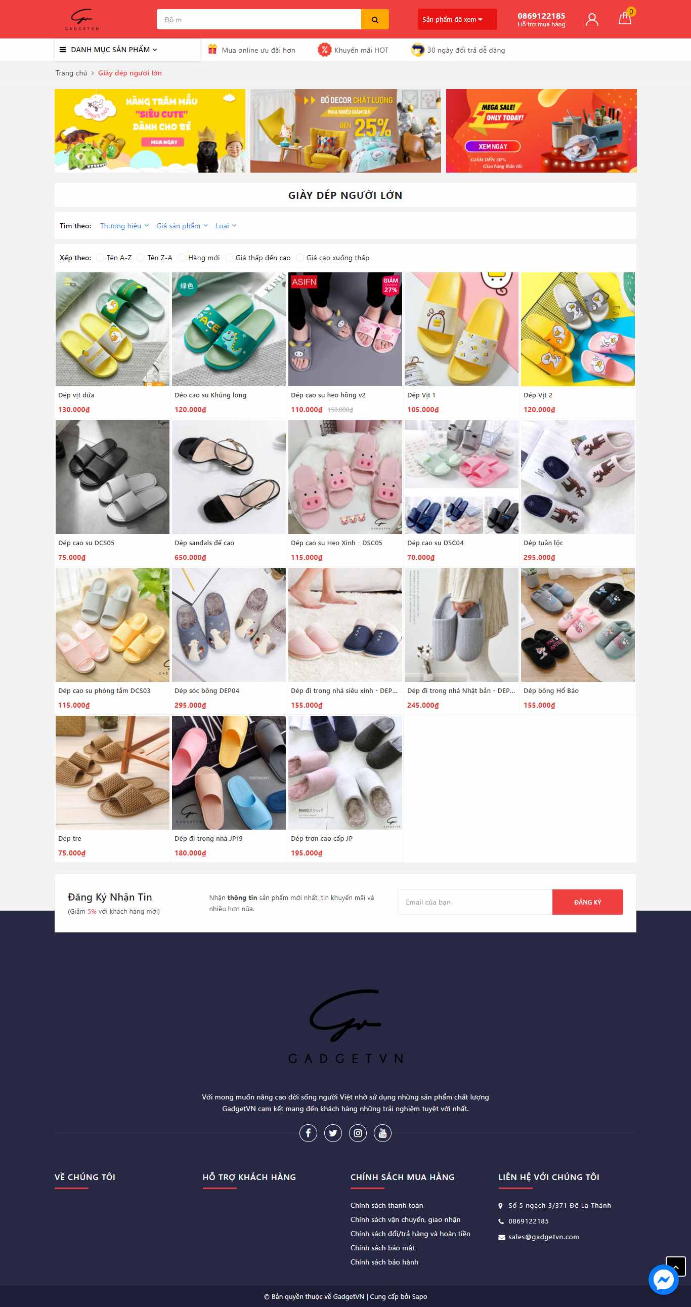 Thiết kế Web giày dép gadgetvn.com