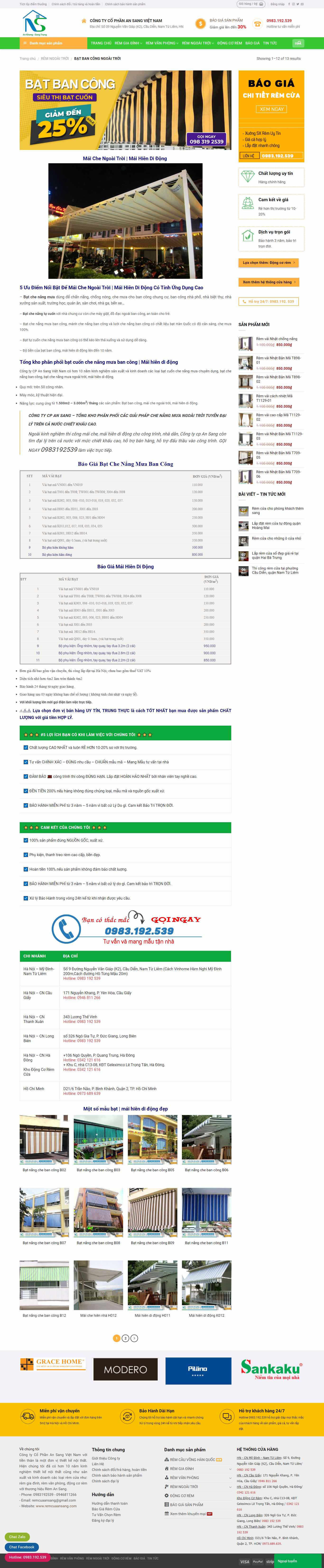 Thiết kế Web mái che di động remcuaansang.com