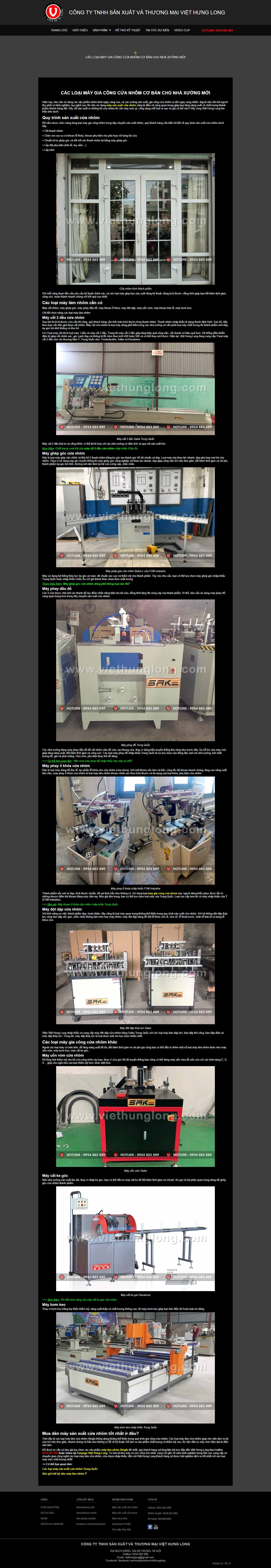 Thiết kế Web máy làm cửa nhôm viethunglong.com