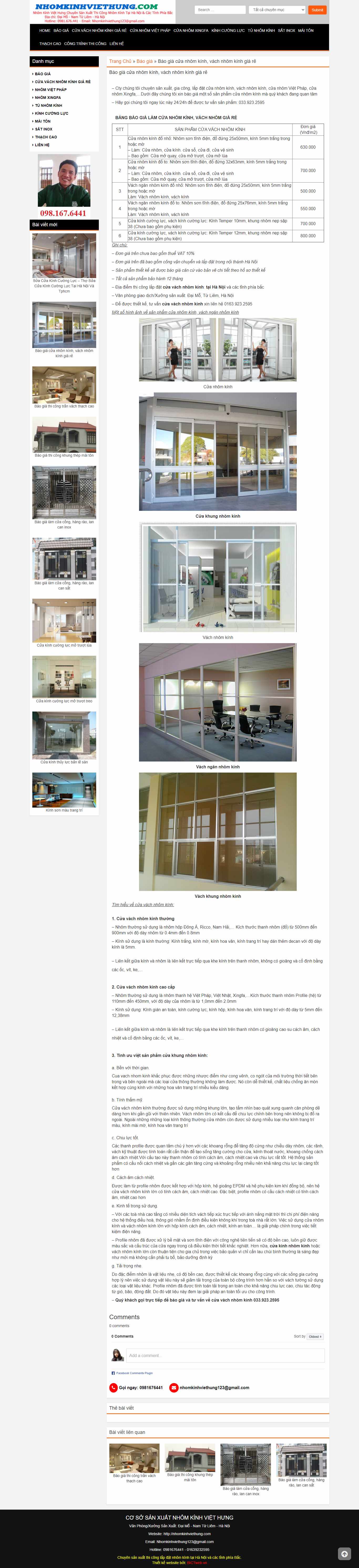 Thiết kế Web máy làm cửa nhôm nhomkinhviethung.com