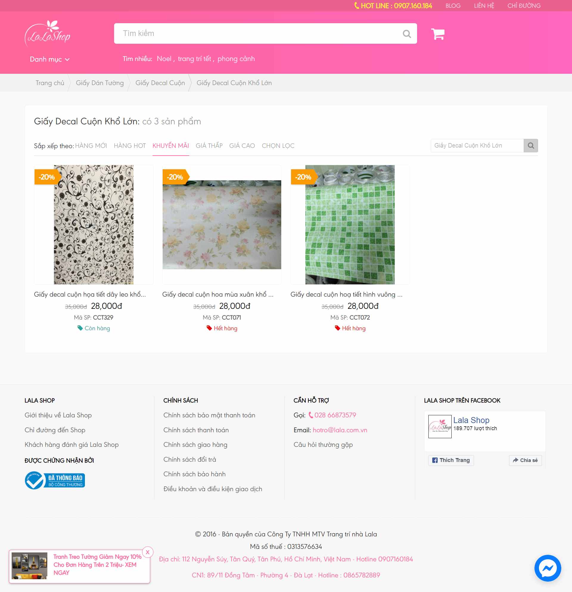 Thiết kế Web giấy dán tường lala.com.vn