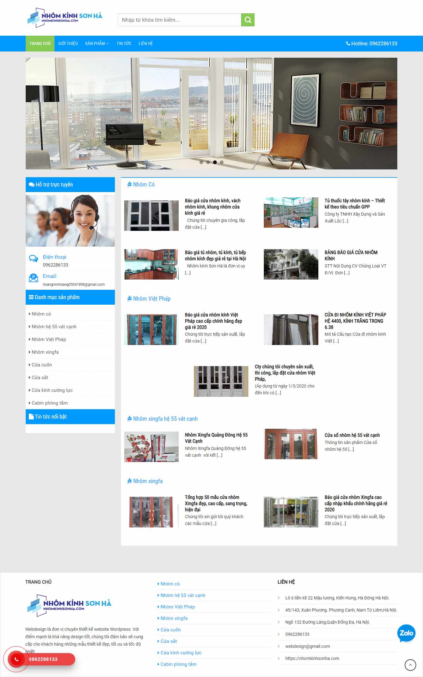 Thiết kế Web máy làm cửa nhôm nhomkinhsonha.com
