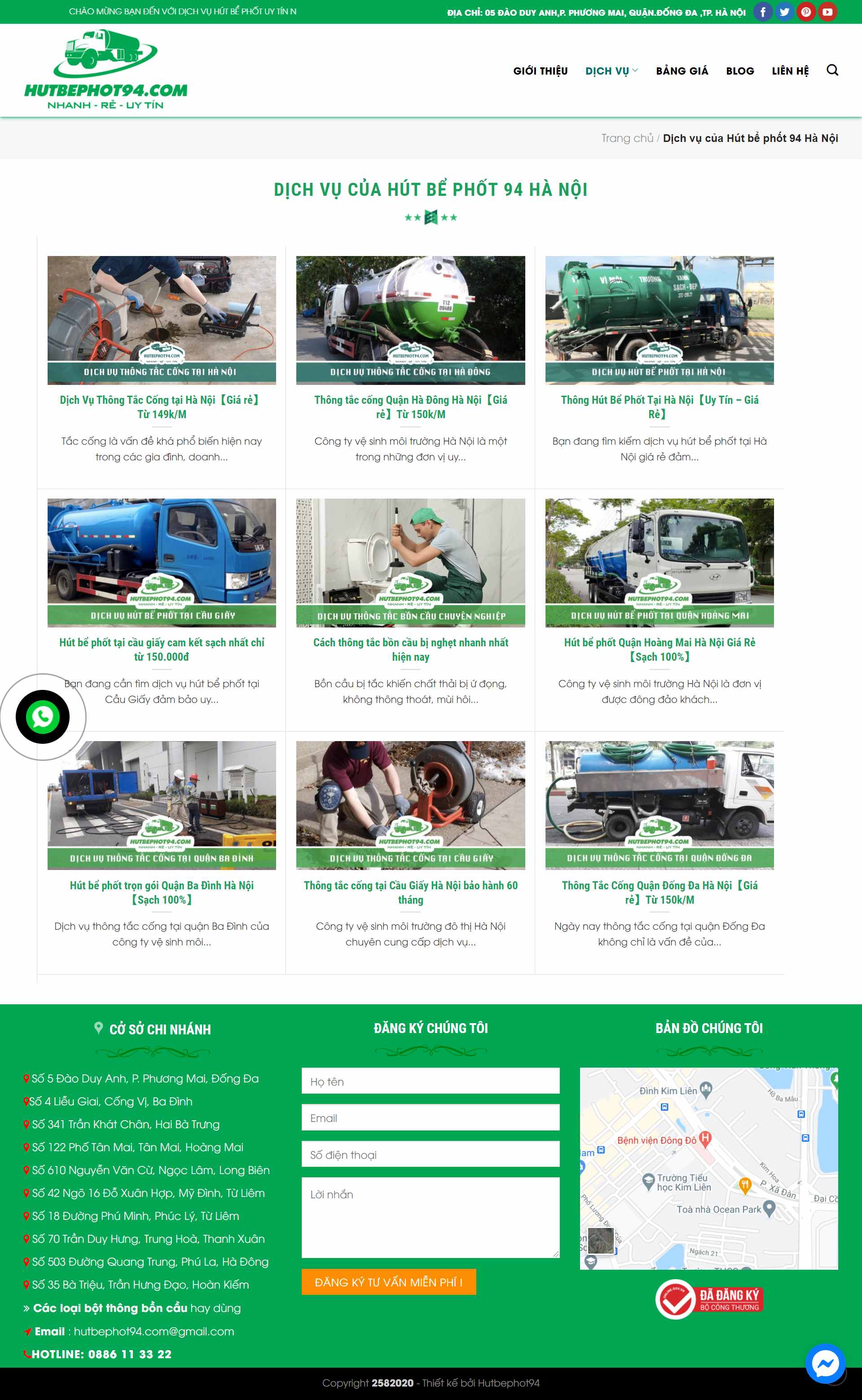 Thiết kế Web hút bể phốt hutbephot94.com