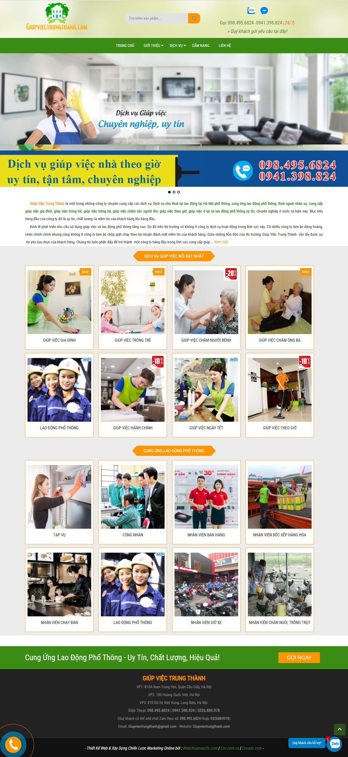 Thiết kế Web giúp việc giupviectrungthanh.com