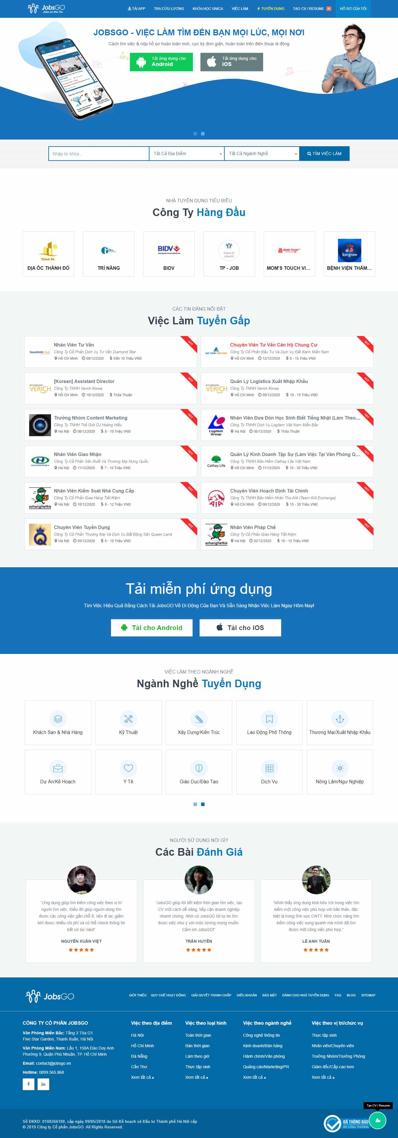 Thiết kế Web giới thiệu jobsgo.vn