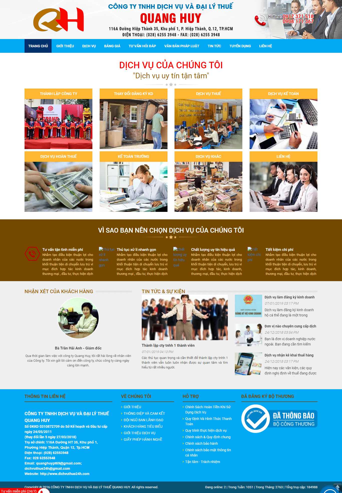 Thiết kế Web giới thiệu dịch vụ dichvuthue24h.com