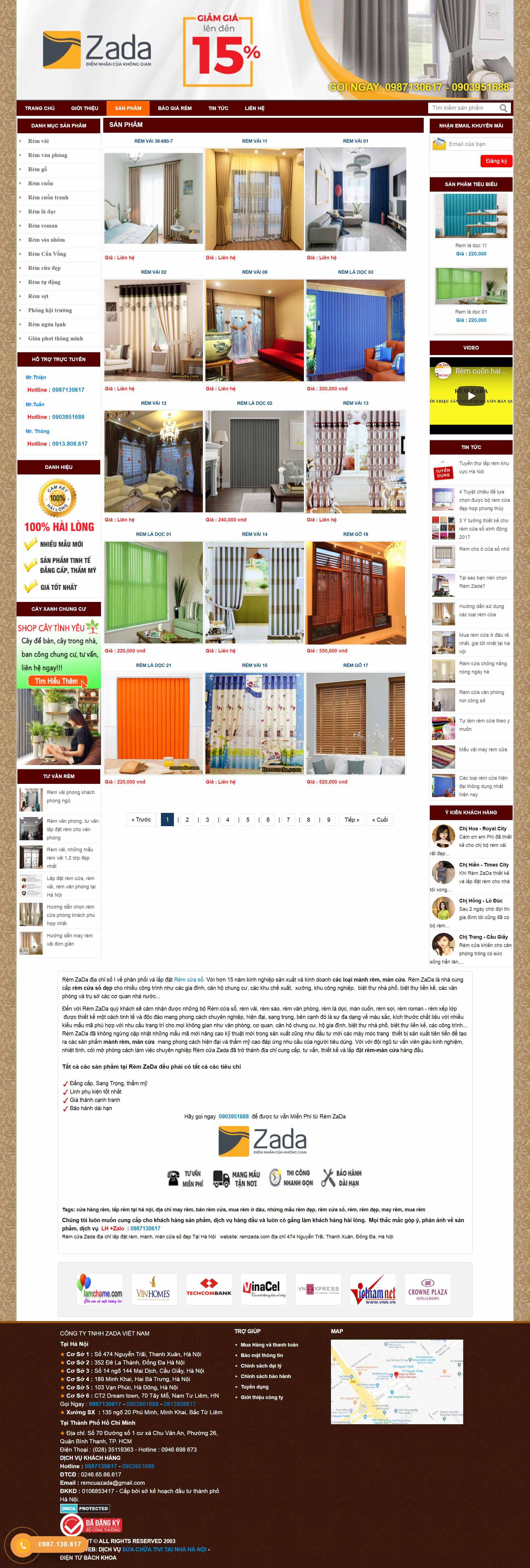 Thiết kế Web mành rèm remzada.com