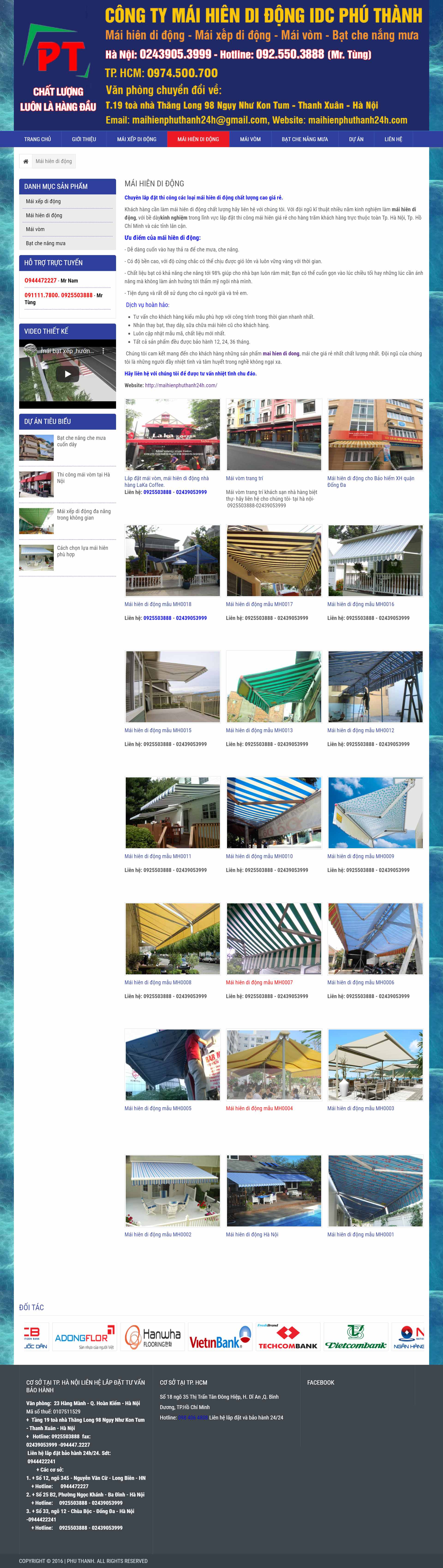 Thiết kế Web mái hiên di động maihienphuthanh24h.com