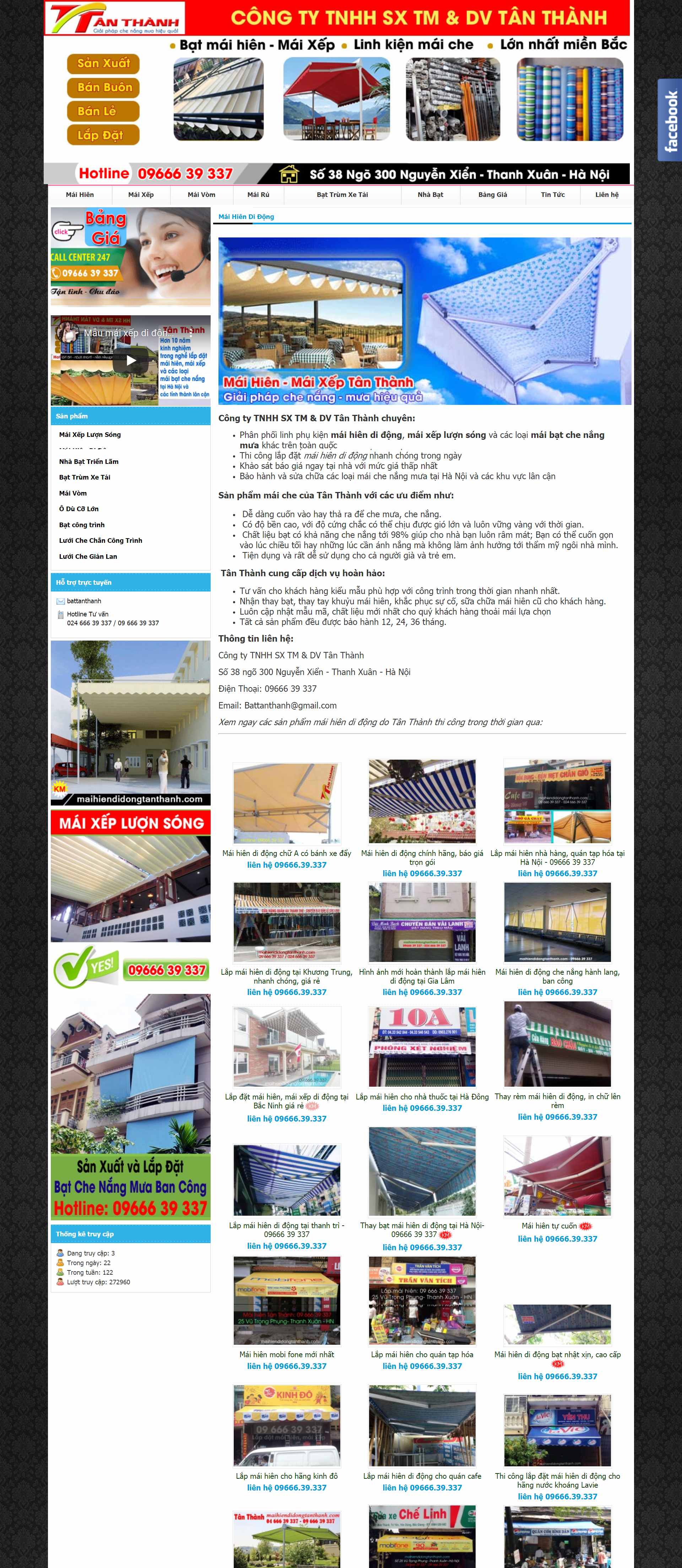 Thiết kế Web mái hiên di động maihiendidongtanthanh.com