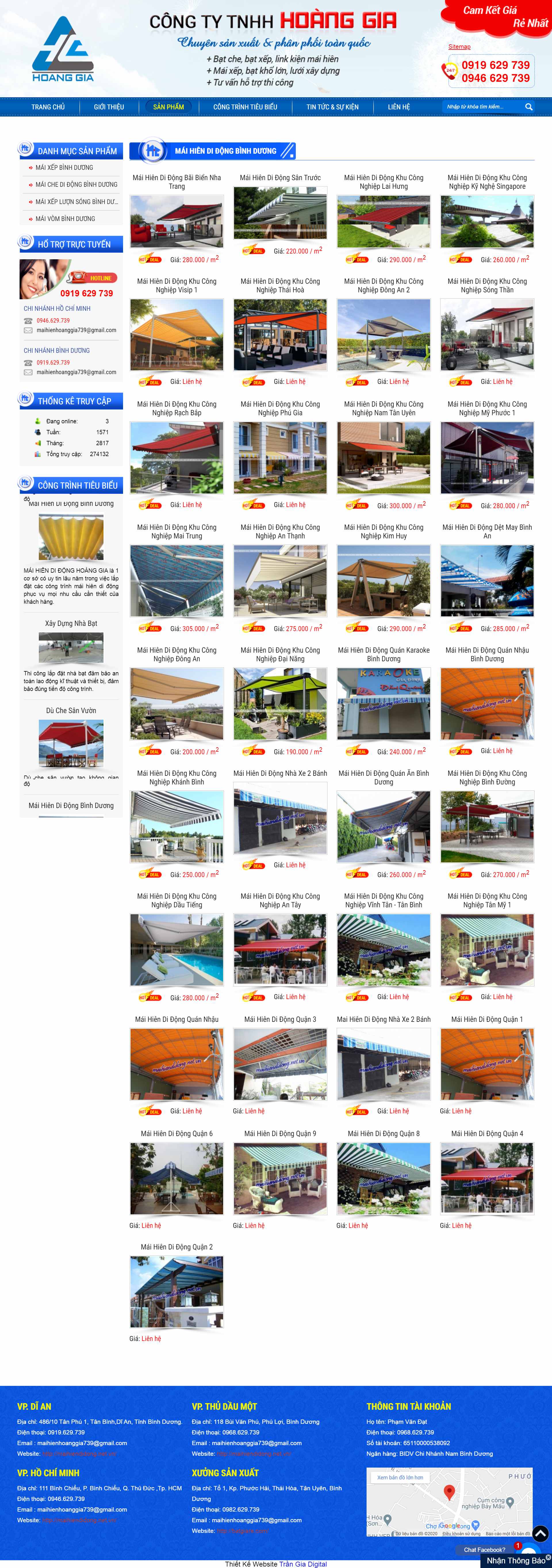 Thiết kế Web mái hiên di động maihiendidong.net.vn