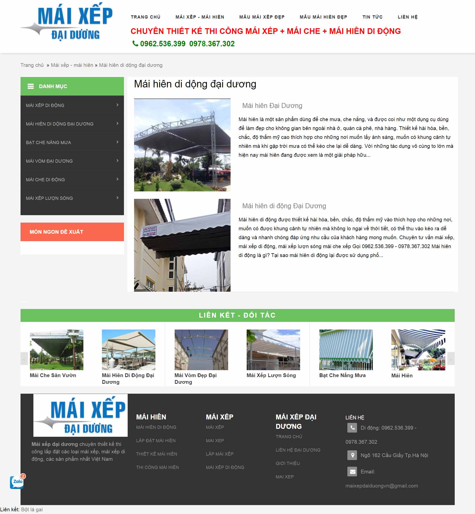 Thiết kế Web mái hiên di động maixepdaiduong.com