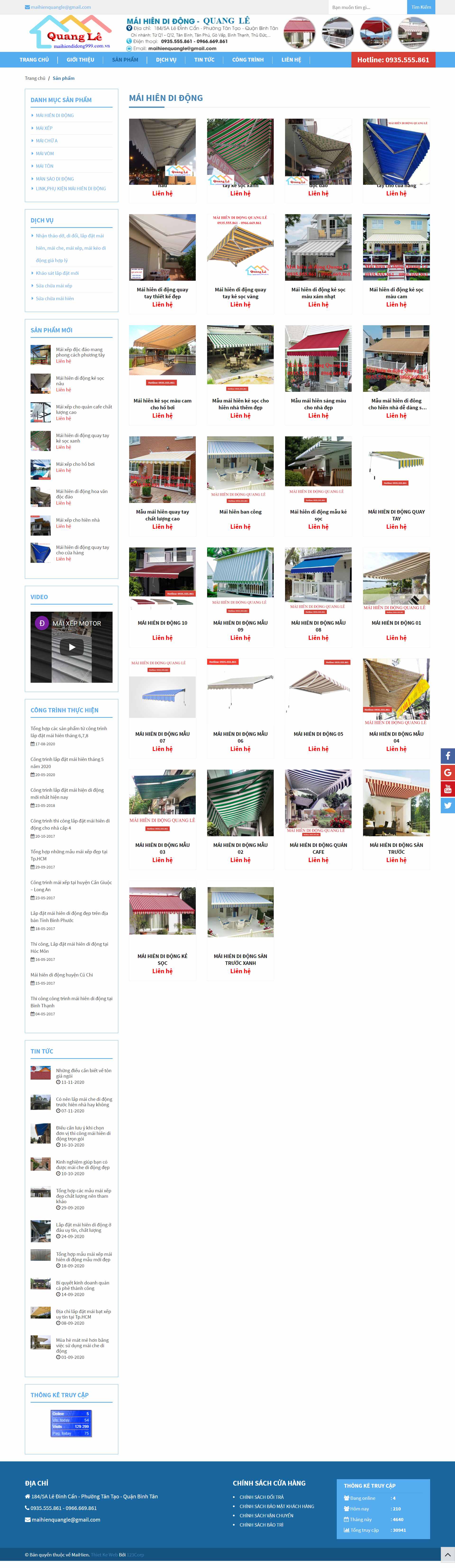 Thiết kế Web mái hiên di động maihiendidong999.com.vn