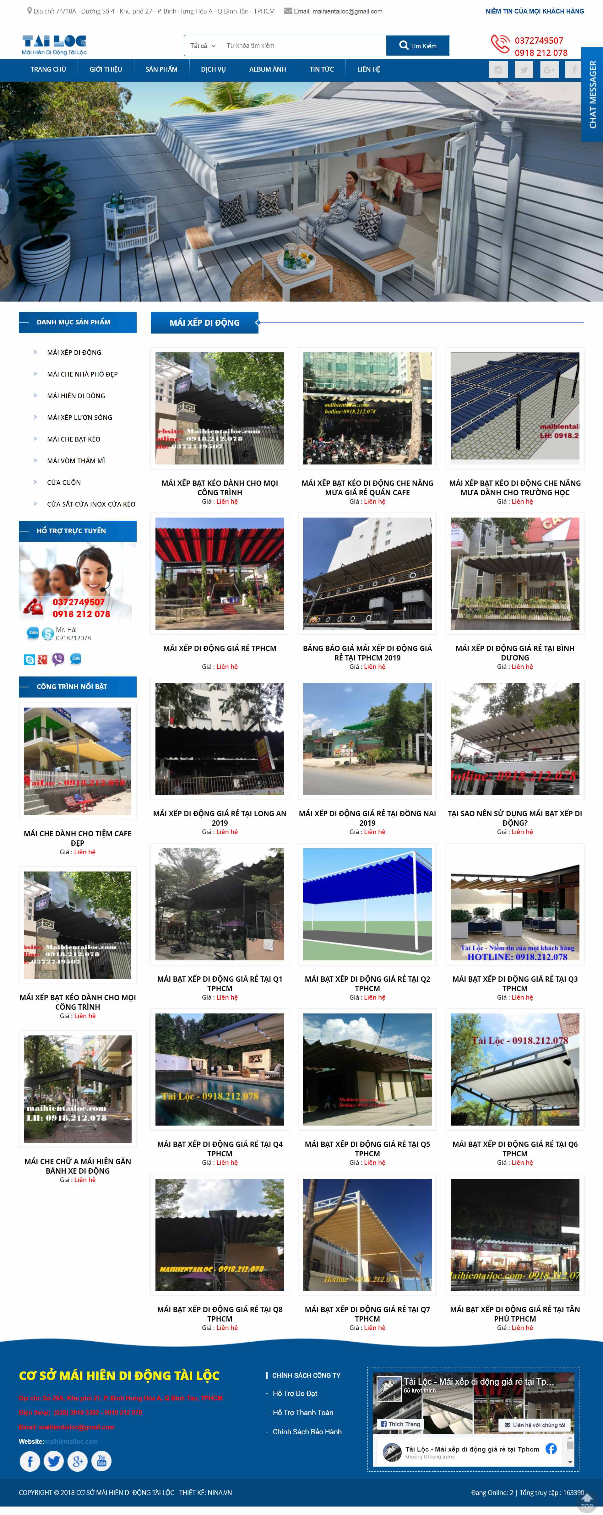 Thiết kế Web mái hiên di động maihientailoc.com