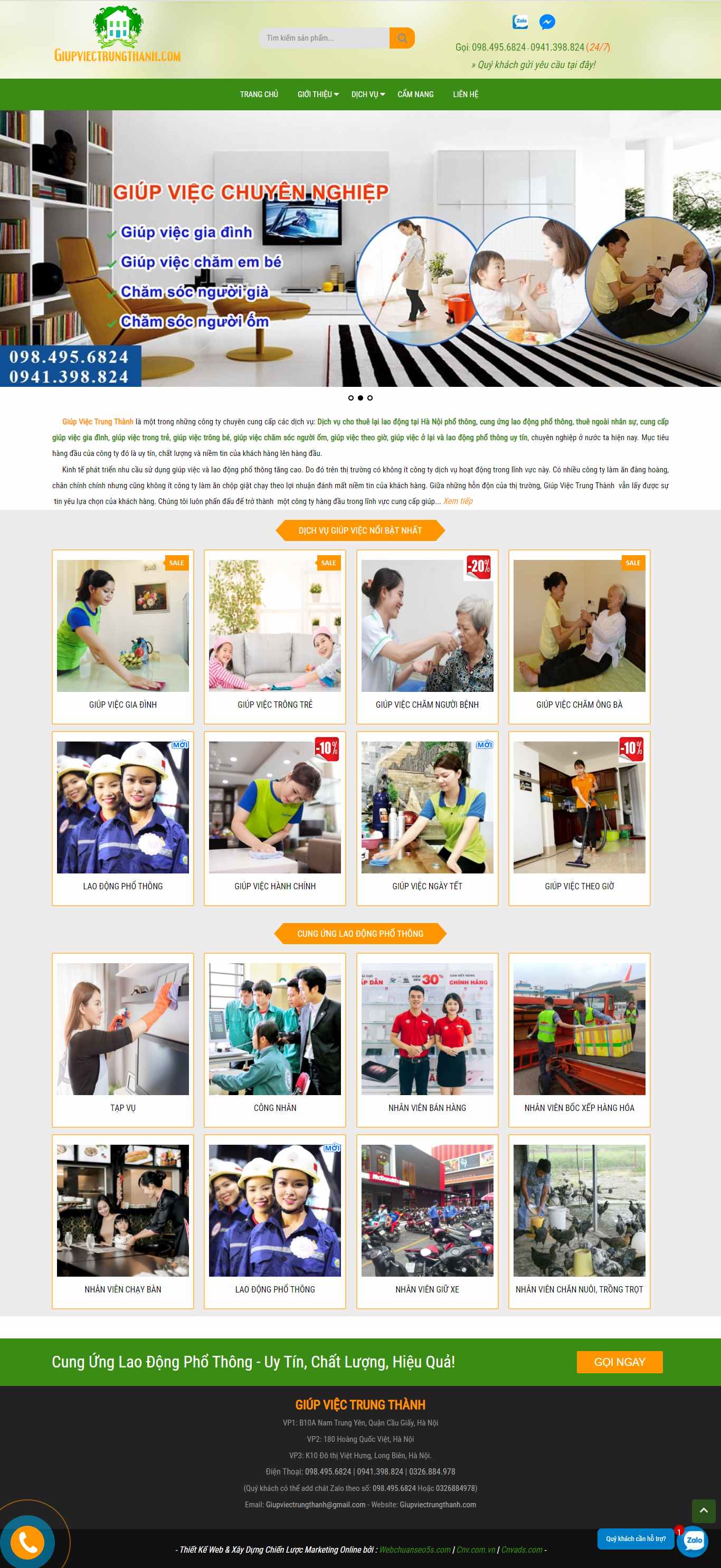 Thiết kế Web giúp việc giupviectrungthanh.com