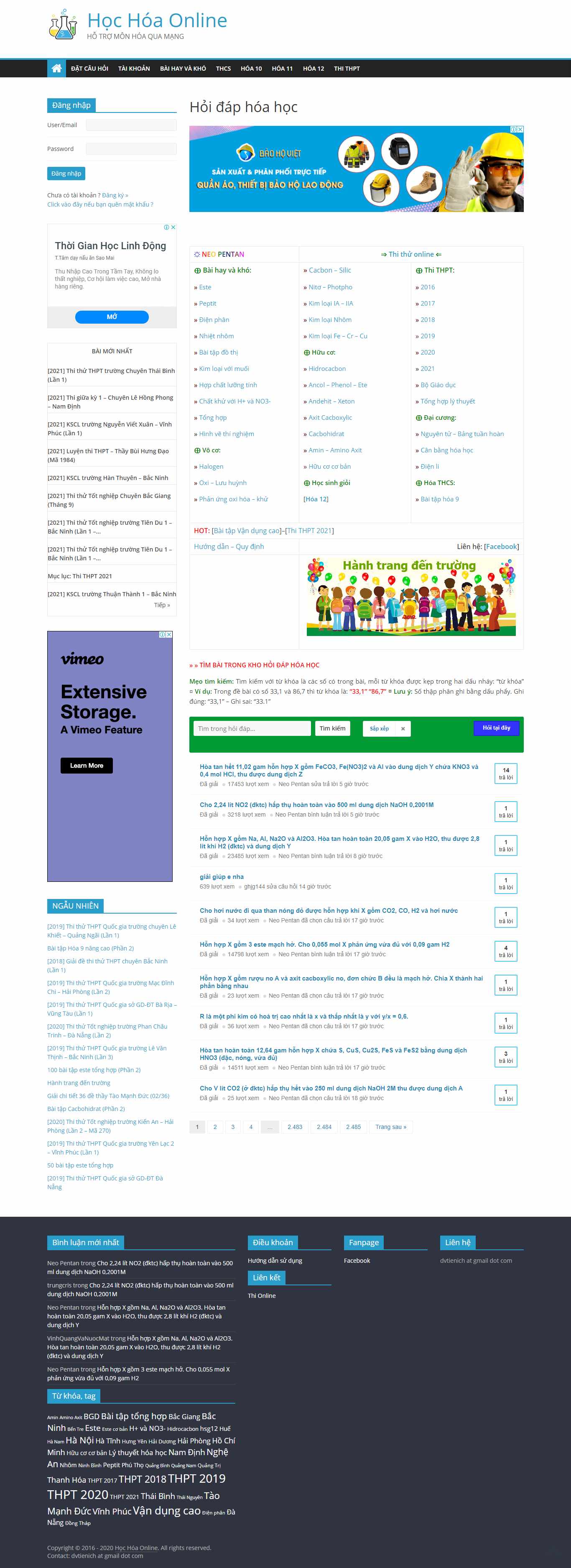 Thiết kế Web hóa học hoctap.dvtienich.com