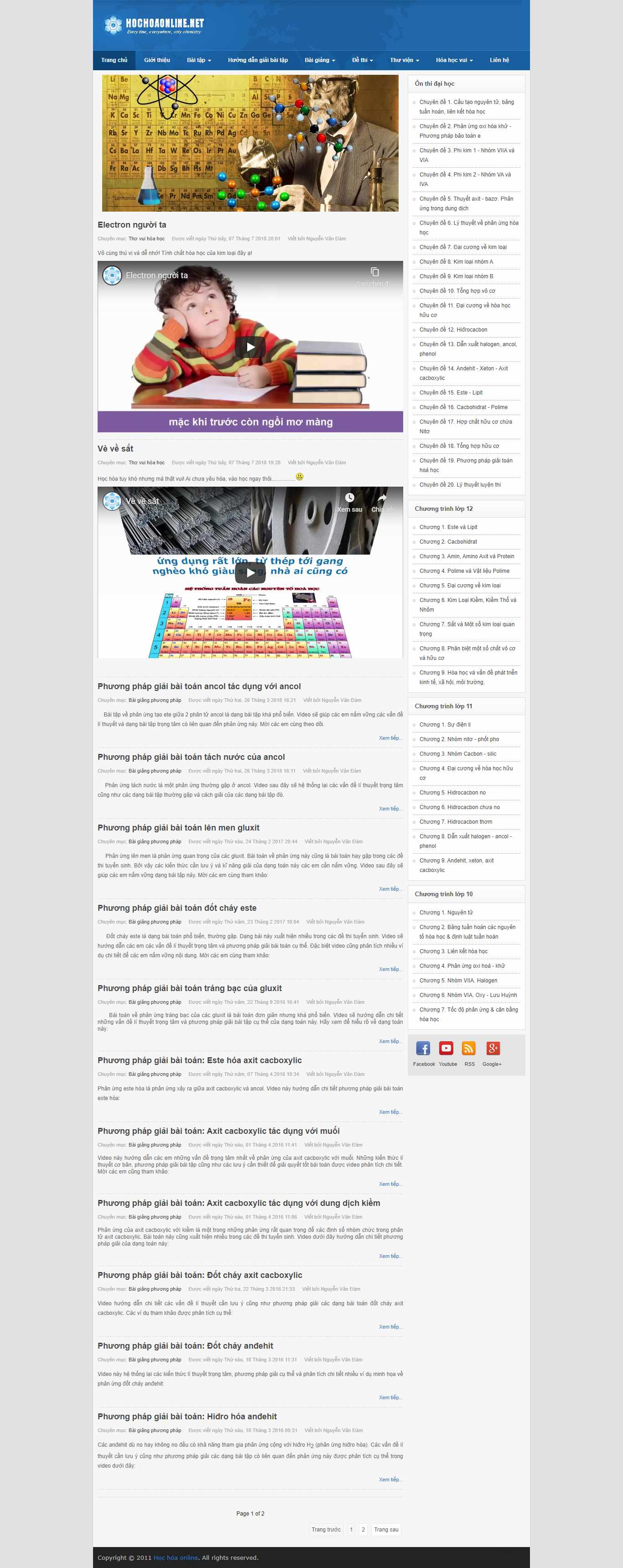 Thiết kế Web hóa học hochoaonline.net