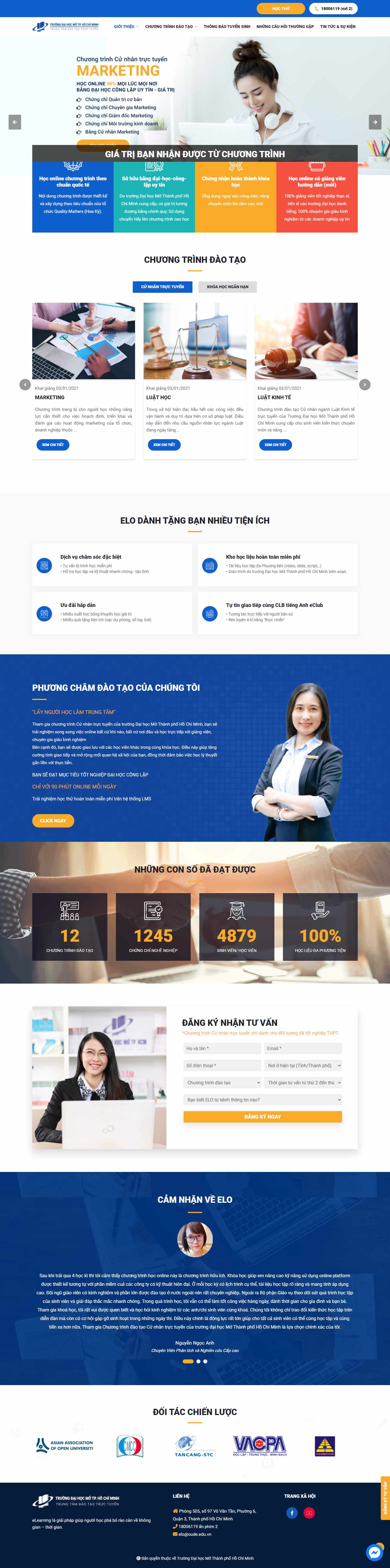 Thiết kế Web khóa học online tuyensinh.elo.edu.vn