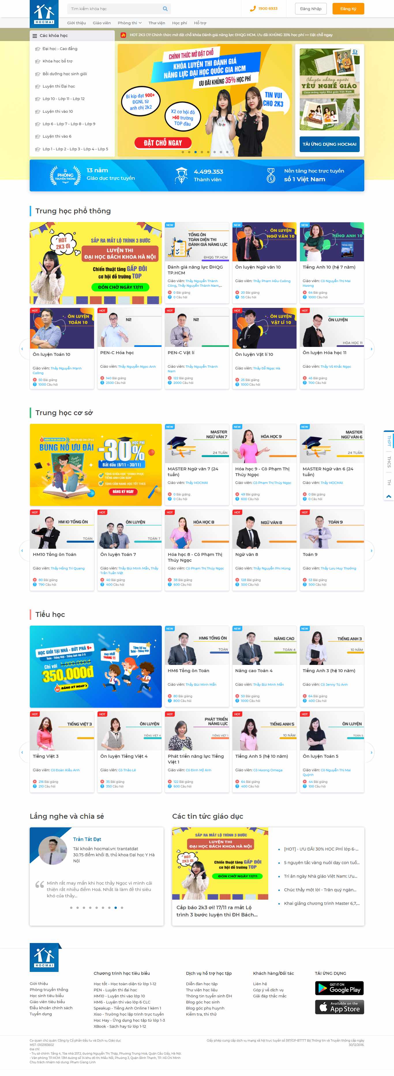 Thiết kế Web khóa học online hocmai.vn