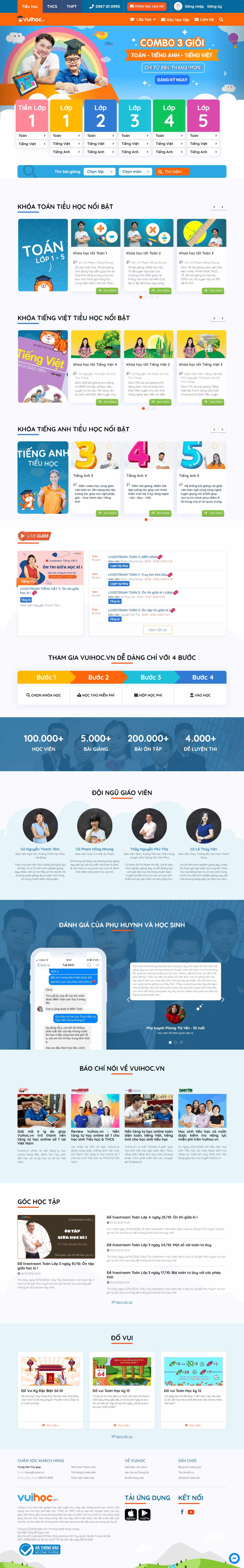 Thiết kế Web khóa học online vuihoc.vn