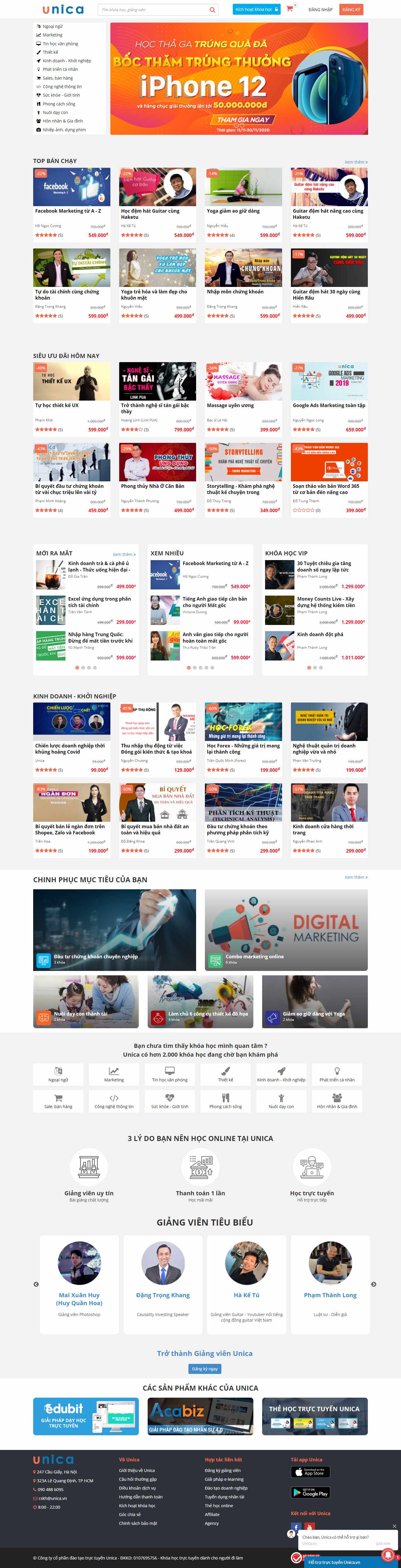 Thiết kế Web khóa học online unica.vn