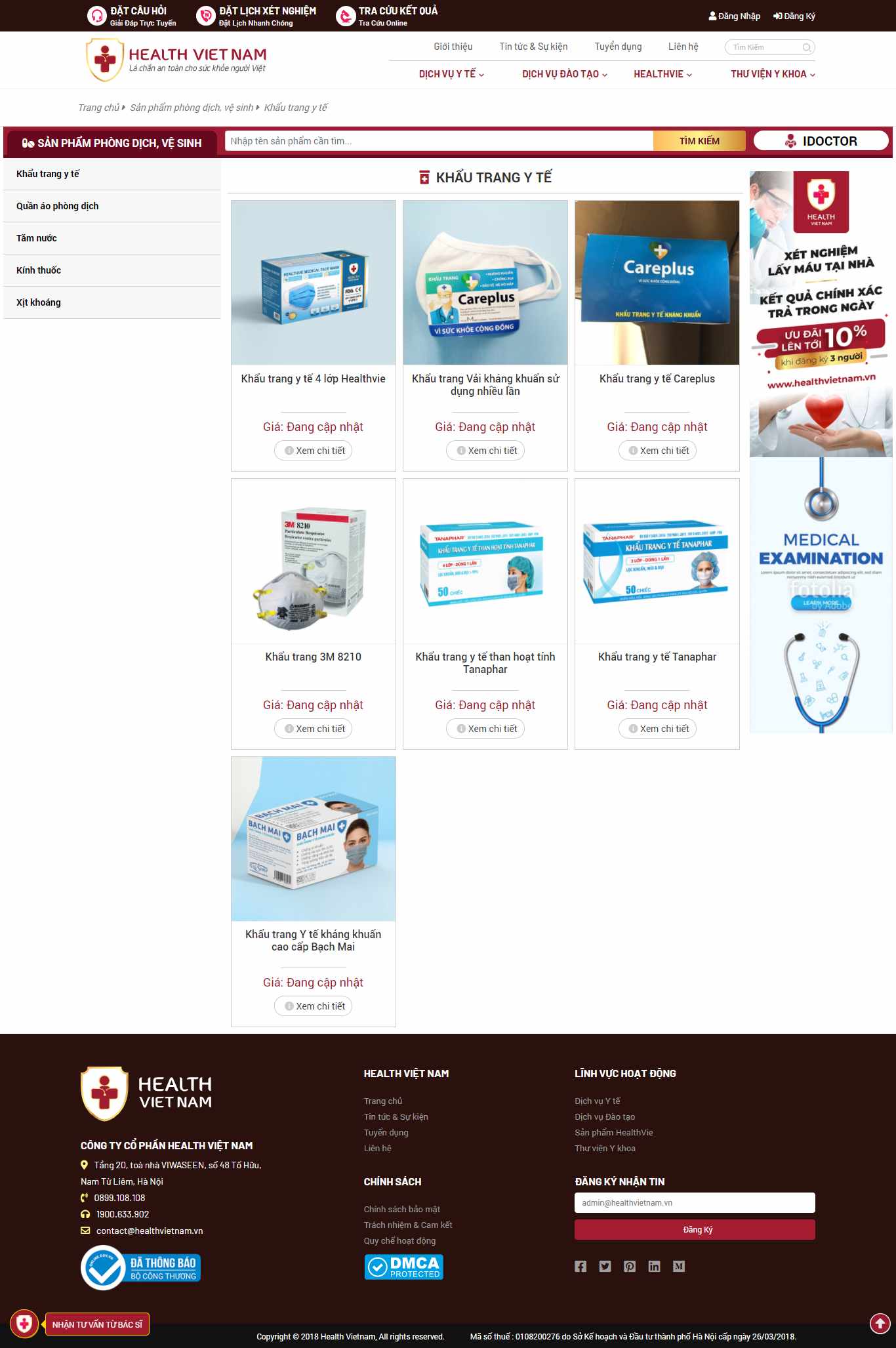 Thiết kế Web khẩu trang y tế healthvietnam.vn