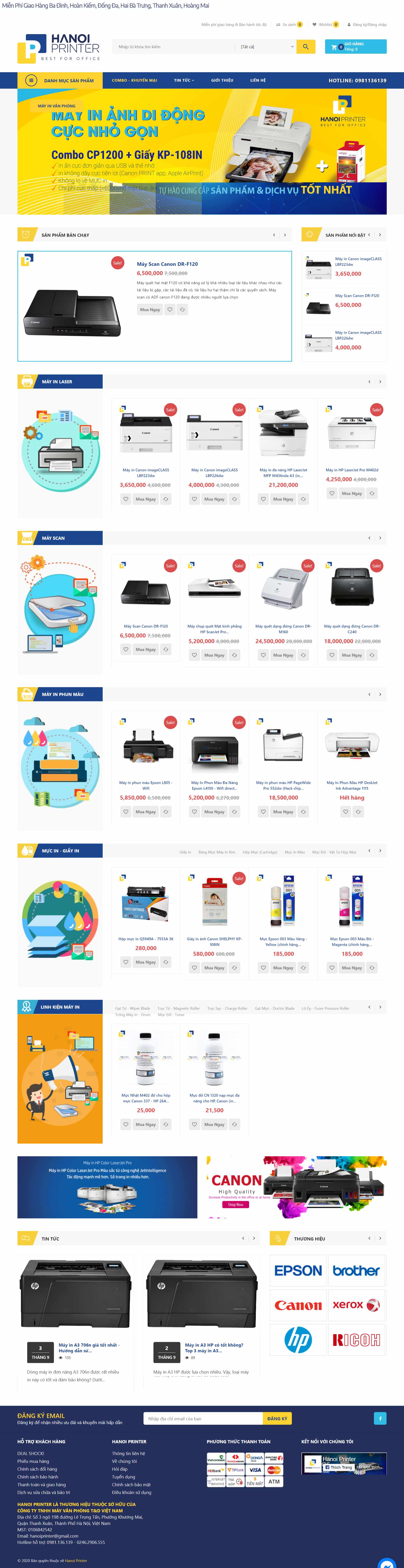 Thiết kế Web máy in mayinhanoi.vn