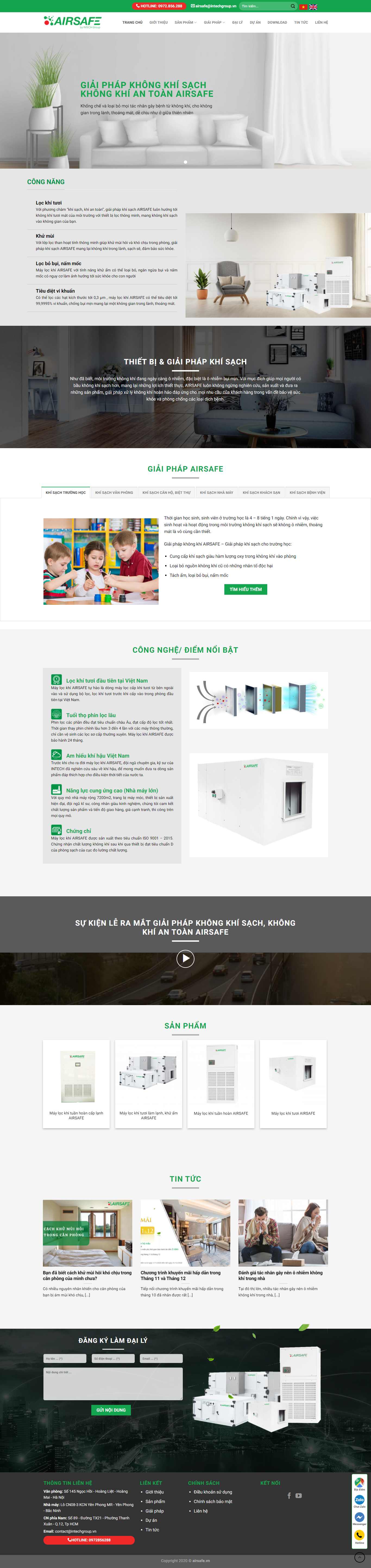 Thiết kế Web máy lọc khí airsafe.vn