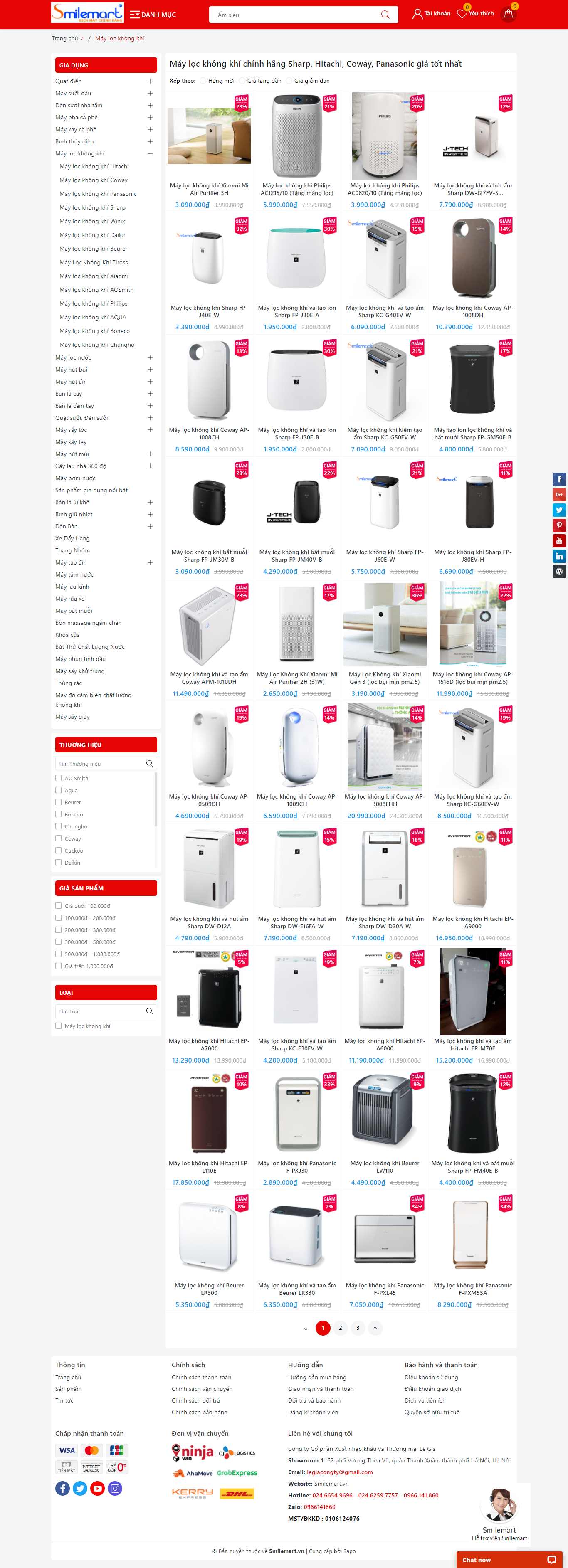 Thiết kế Web máy lọc khí smilemart.vn