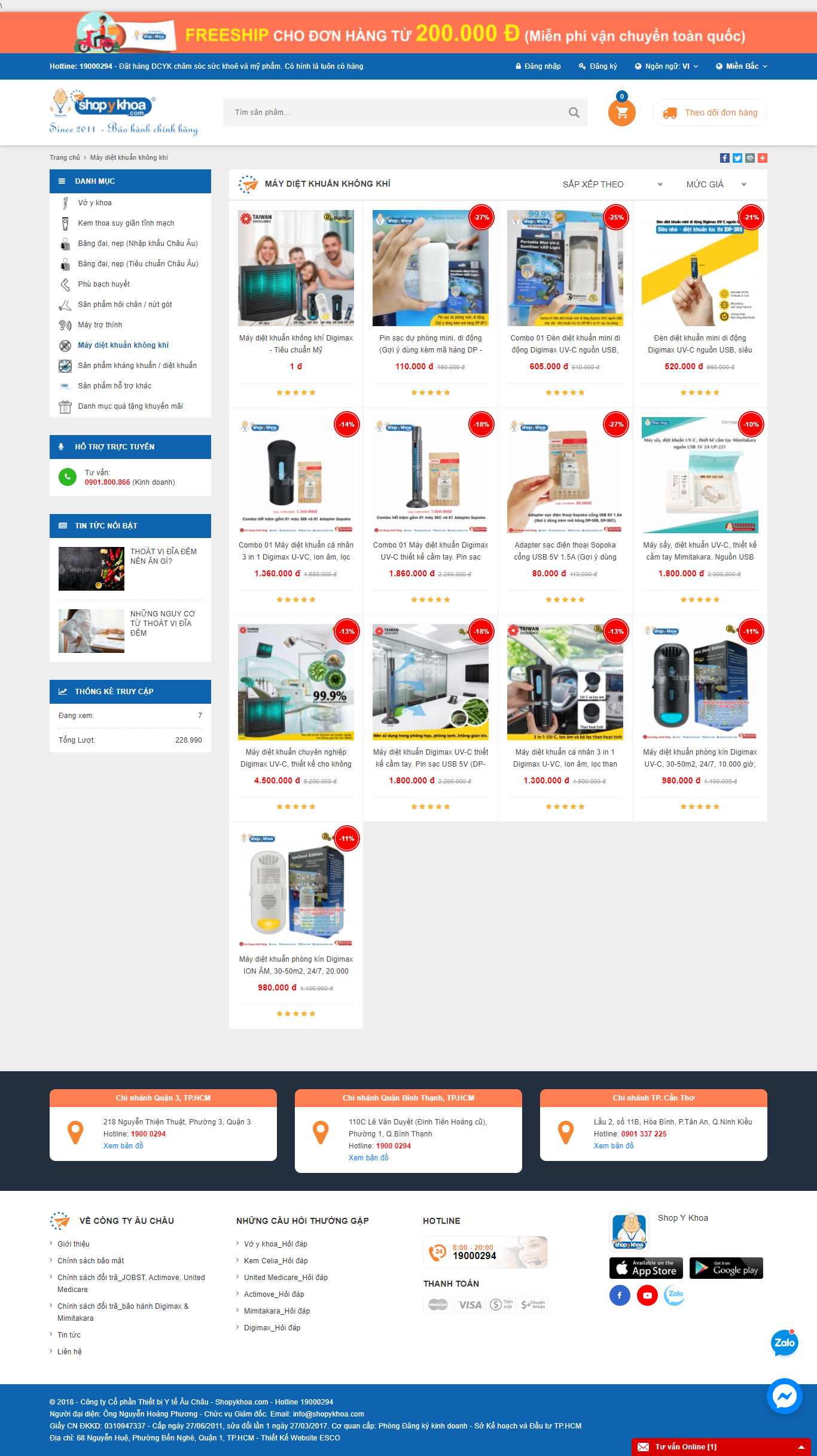Thiết kế Web máy lọc khí shopykhoa.com