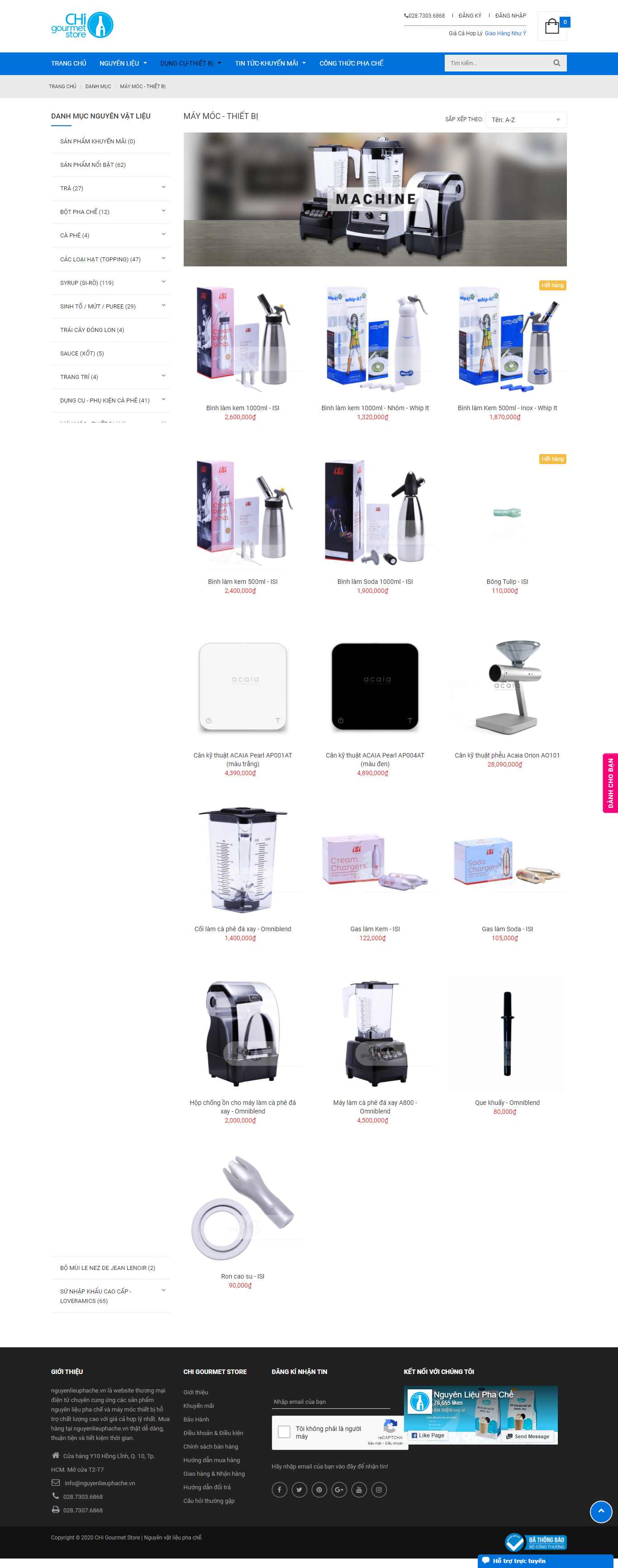 Thiết kế Web máy móc nguyenlieuphache.vn