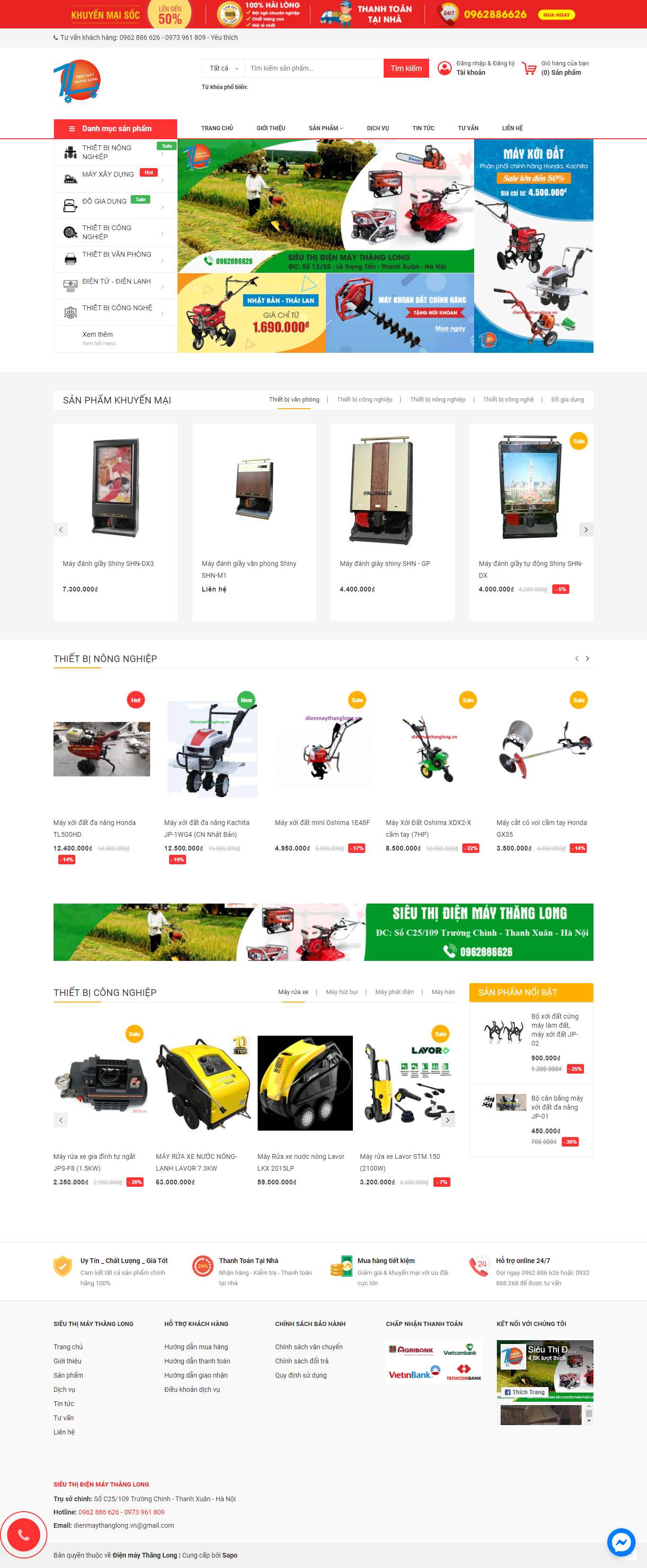 Thiết kế Web máy móc dienmaythanglong.vn