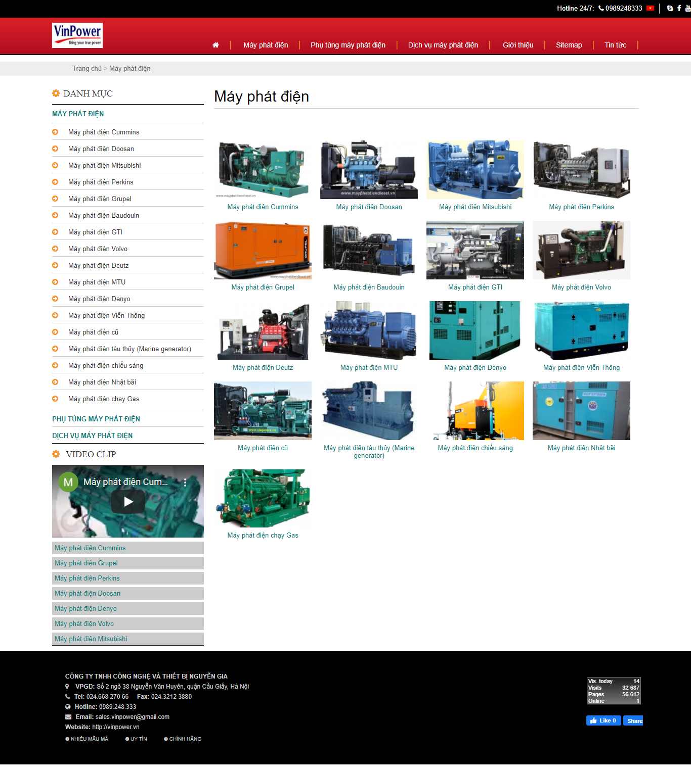 Thiết kế Web máy phát điện vinpower.vn
