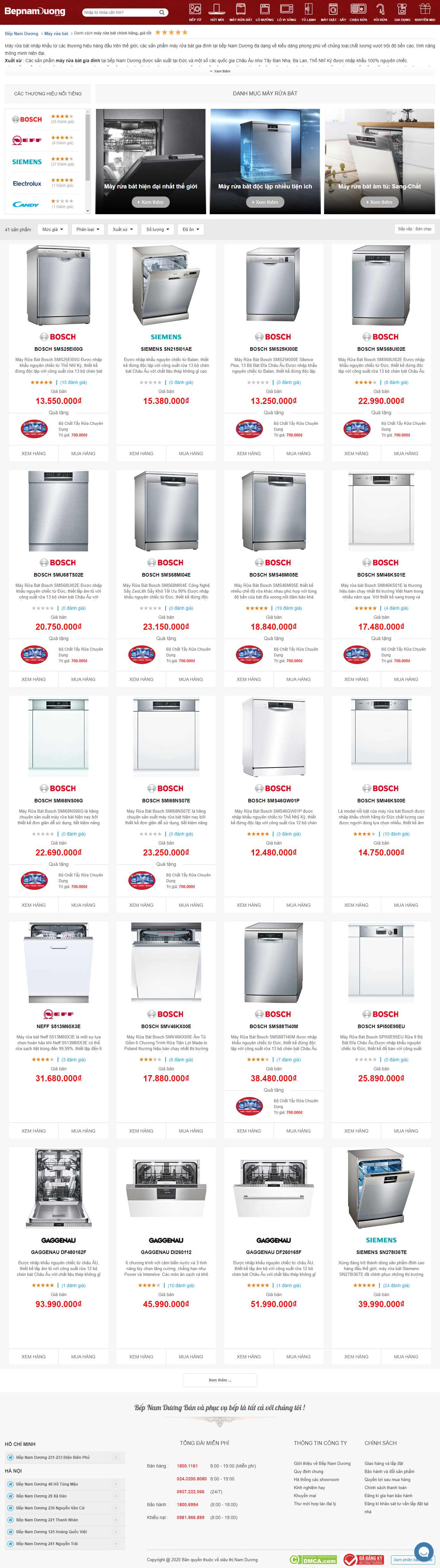 Thiết kế Web máy rữa bát bepnamduong.vn