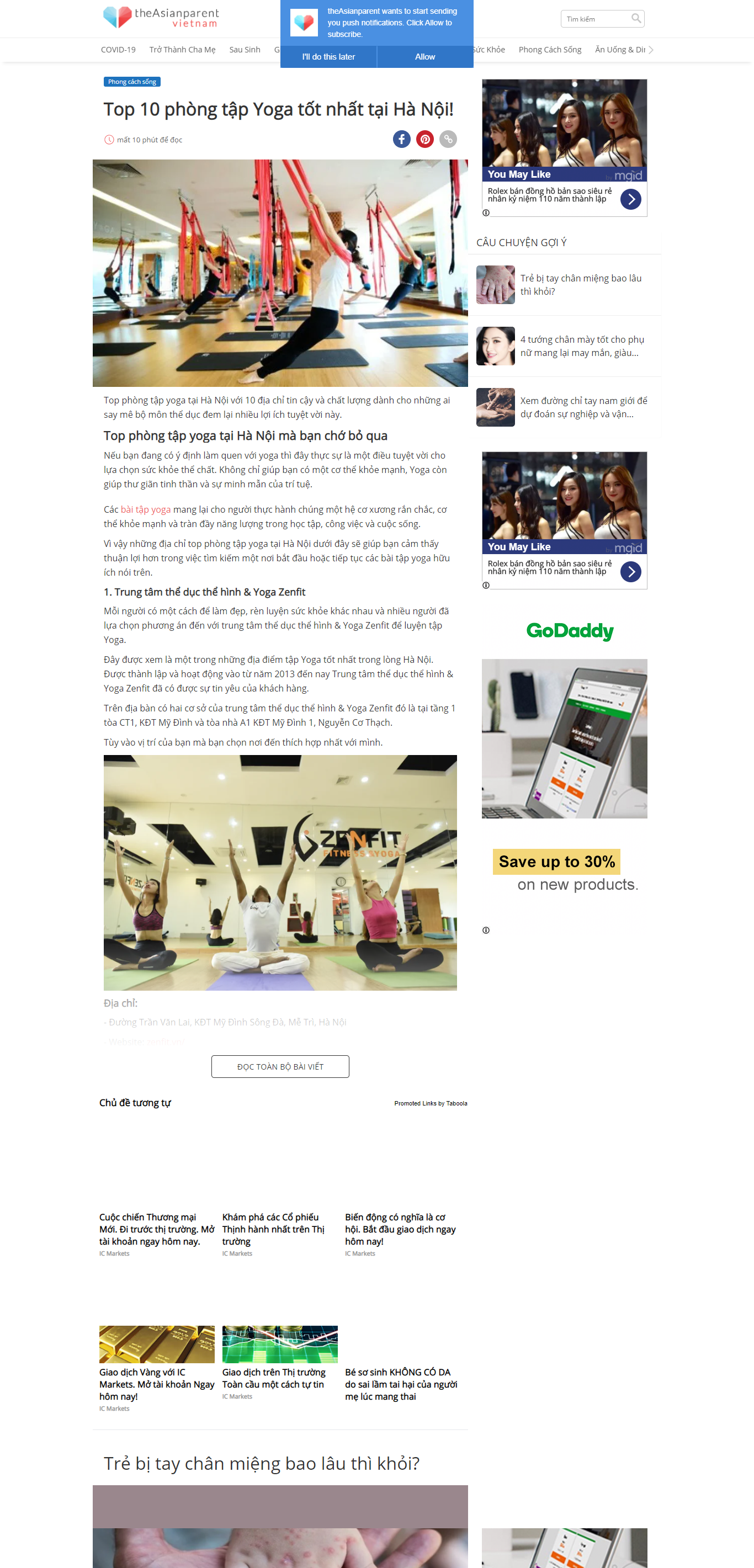 Thiết kế Web phòng tập yoga vn.theasianparent.com