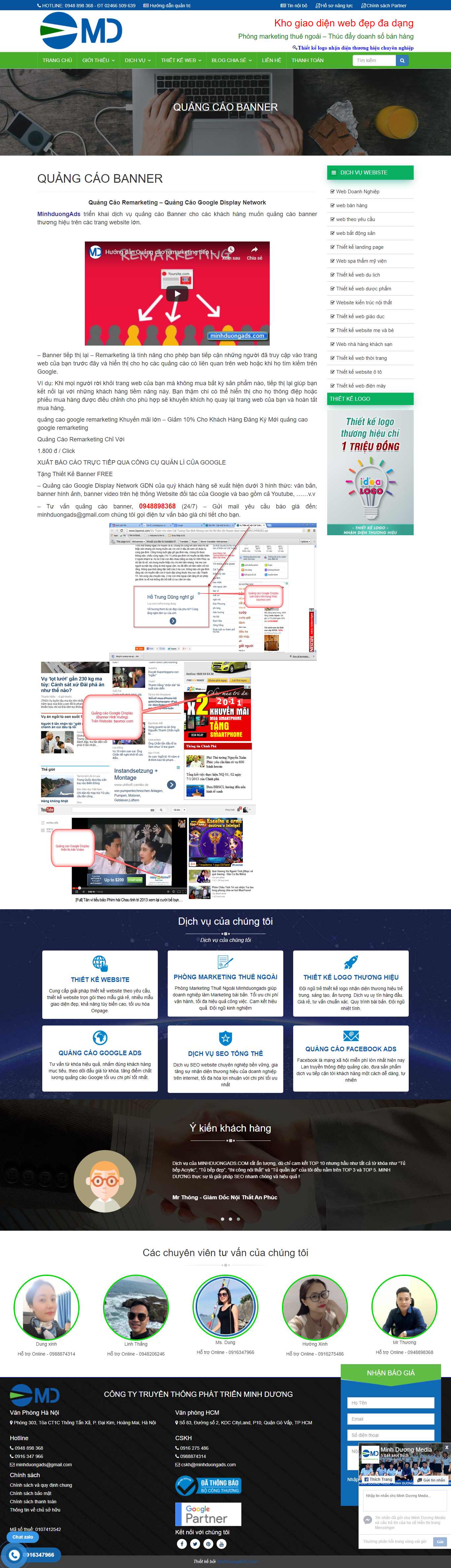 Thiết kế Web quảng cáo banner minhduongads.com