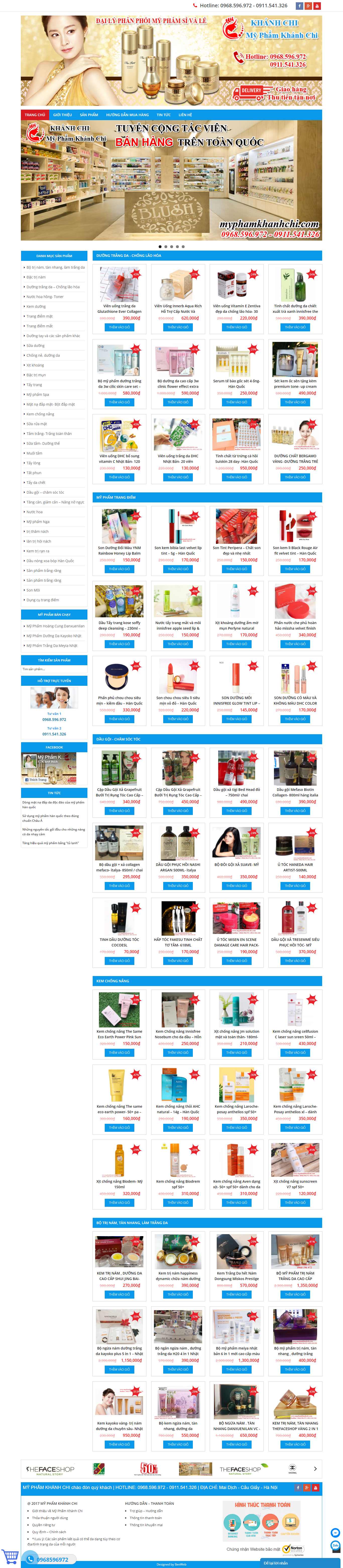 Thiết kế Web mỹ phẩm xách tay myphamkhanhchi.com