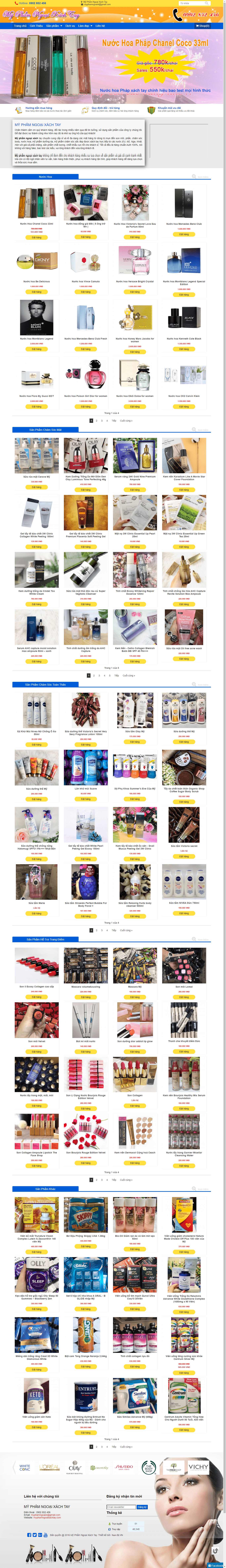 Thiết kế Web mỹ phẩm xách tay myphamngoaixachtay.com