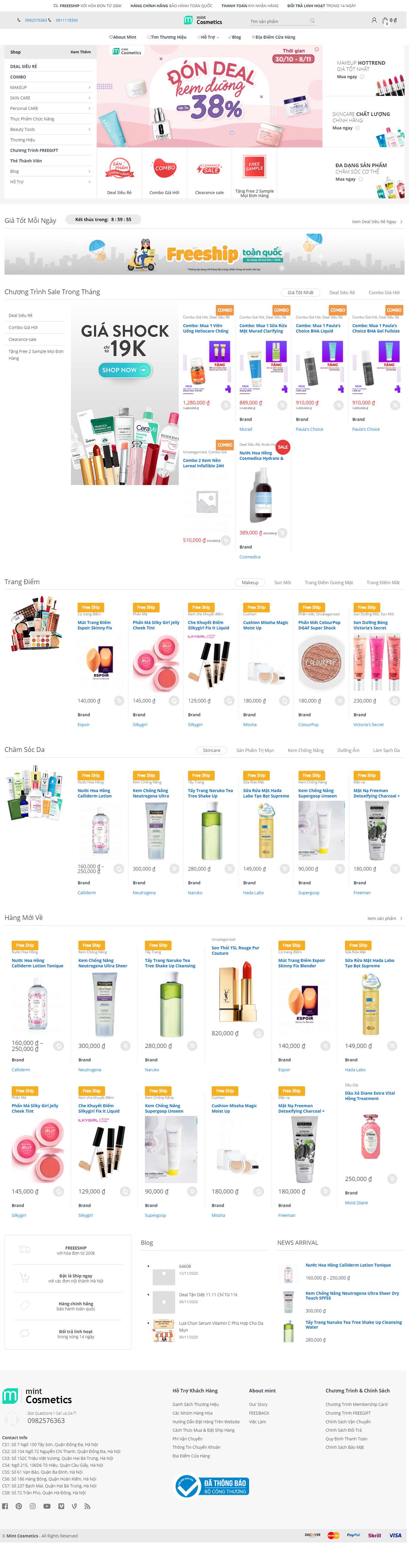 Thiết kế Web mỹ phẩm xách tay mint07.com