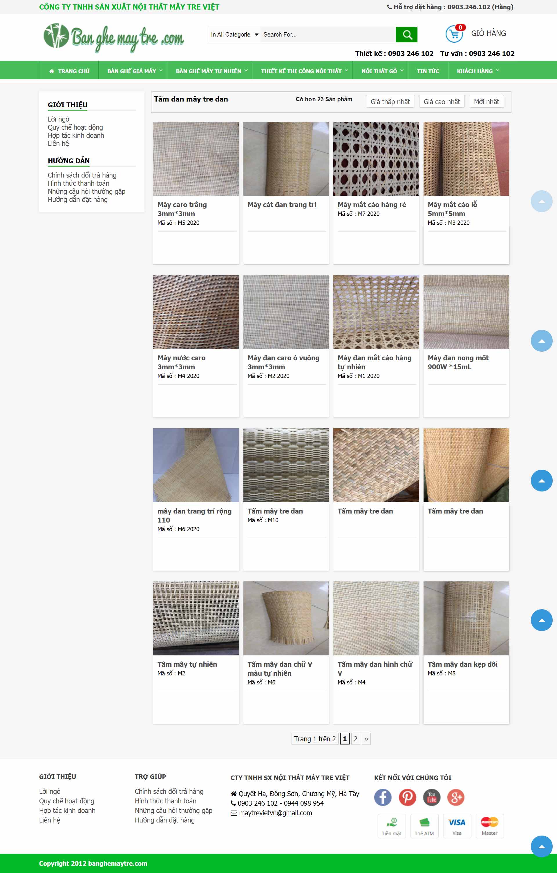 Thiết kế Web mây tre đan banghemaytre.com